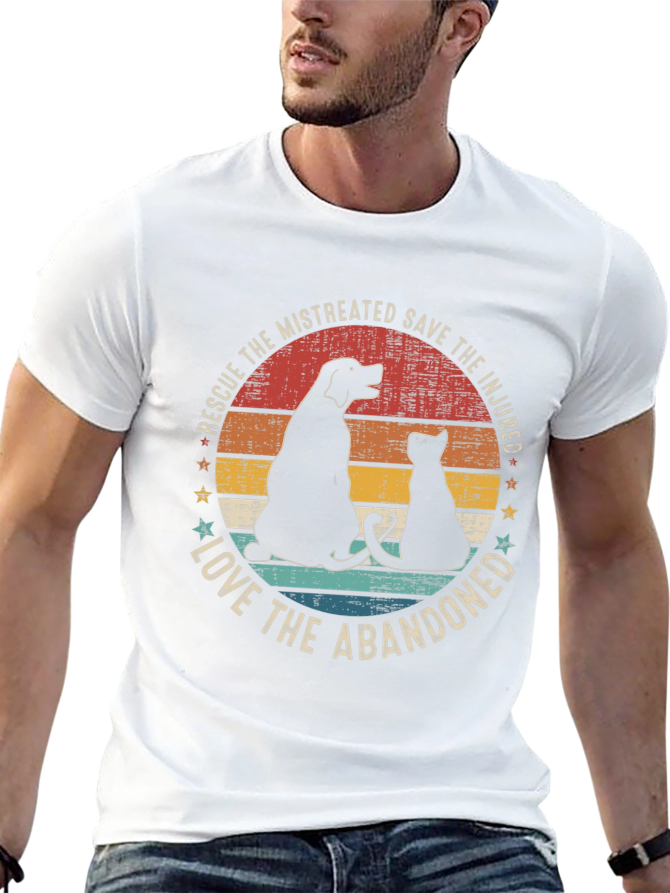 Rescue Dog & Cat Graphic Tee: Love the Abandoned