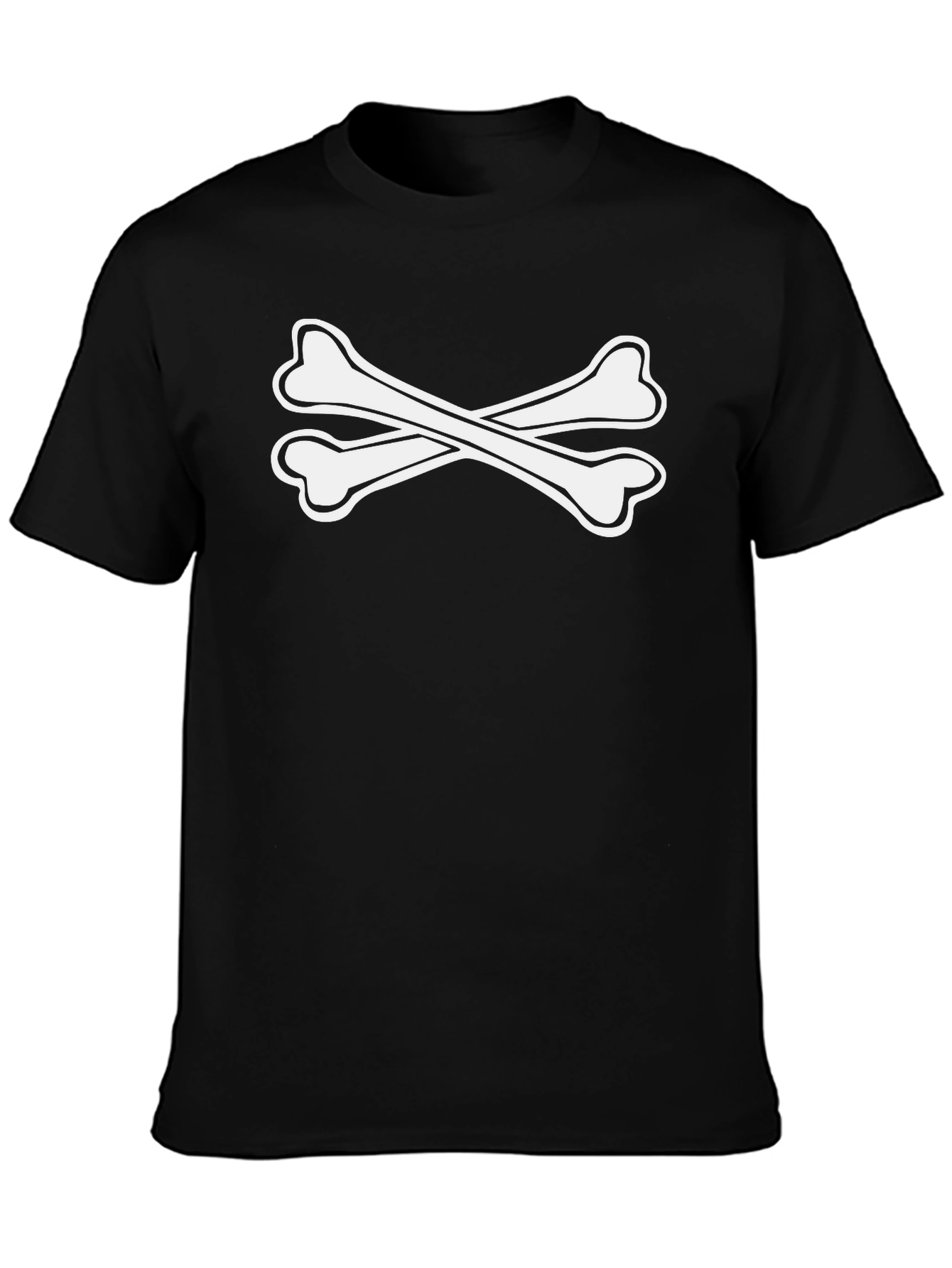 Black T-Shirt with White Crossbones Graphic