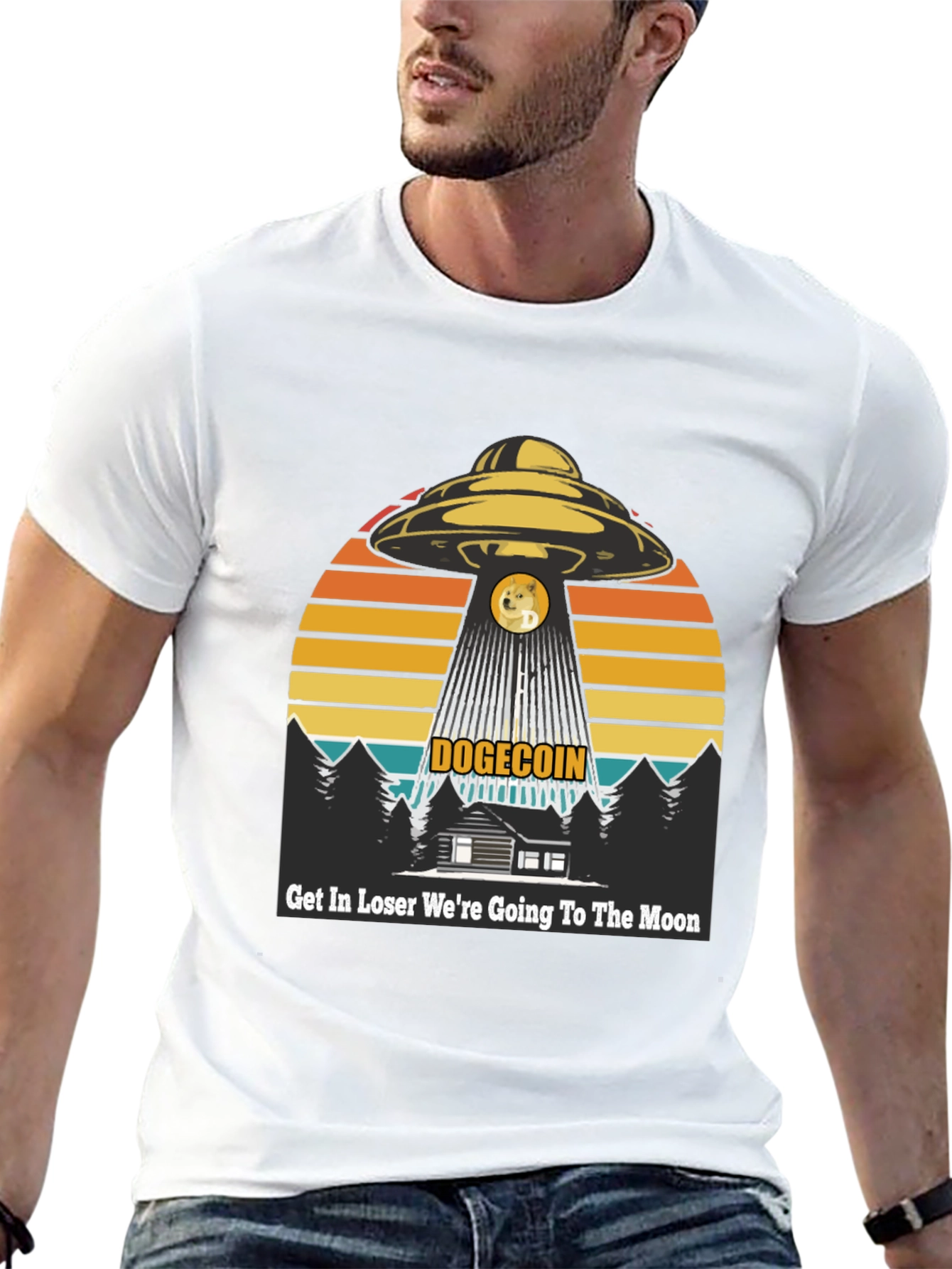 Dogecoin UFO T-Shirt: Get In Loser Moon Bound!
