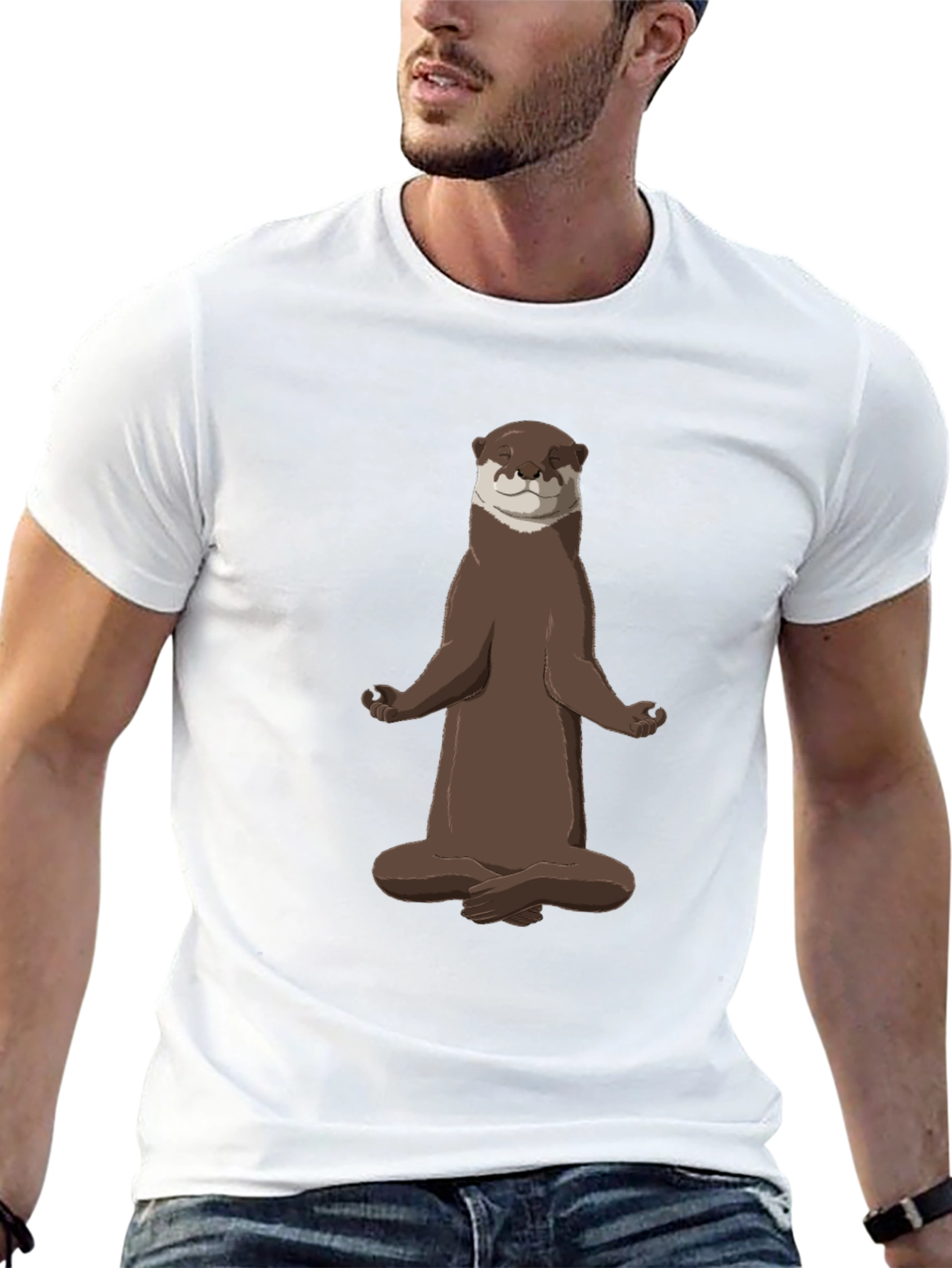 Zen Otter Black T-Shirt - Meditating Animal Tee
