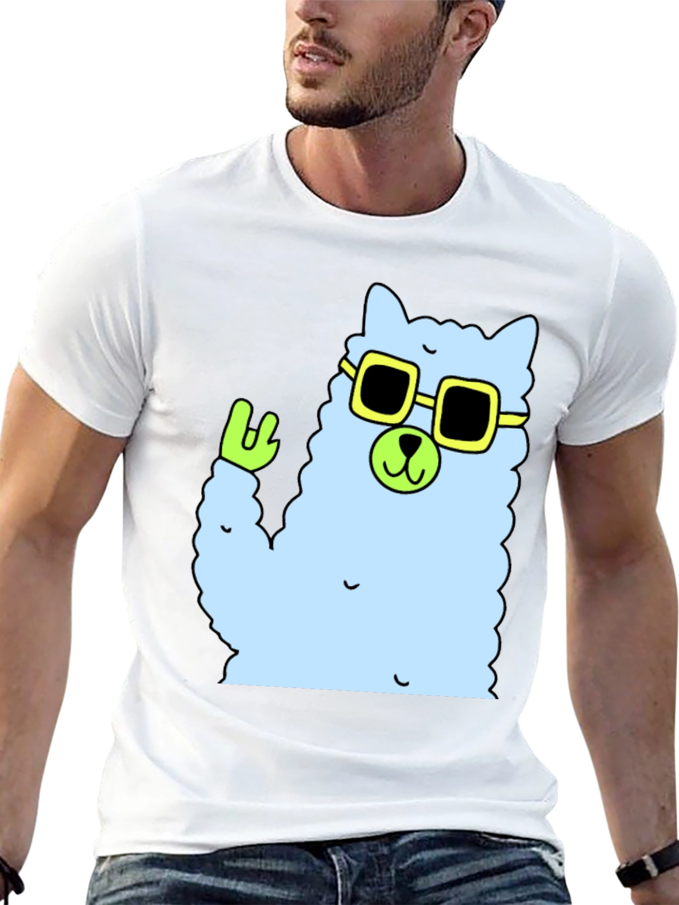 Cool Llama Graphic Tee - Black Cotton T-Shirt