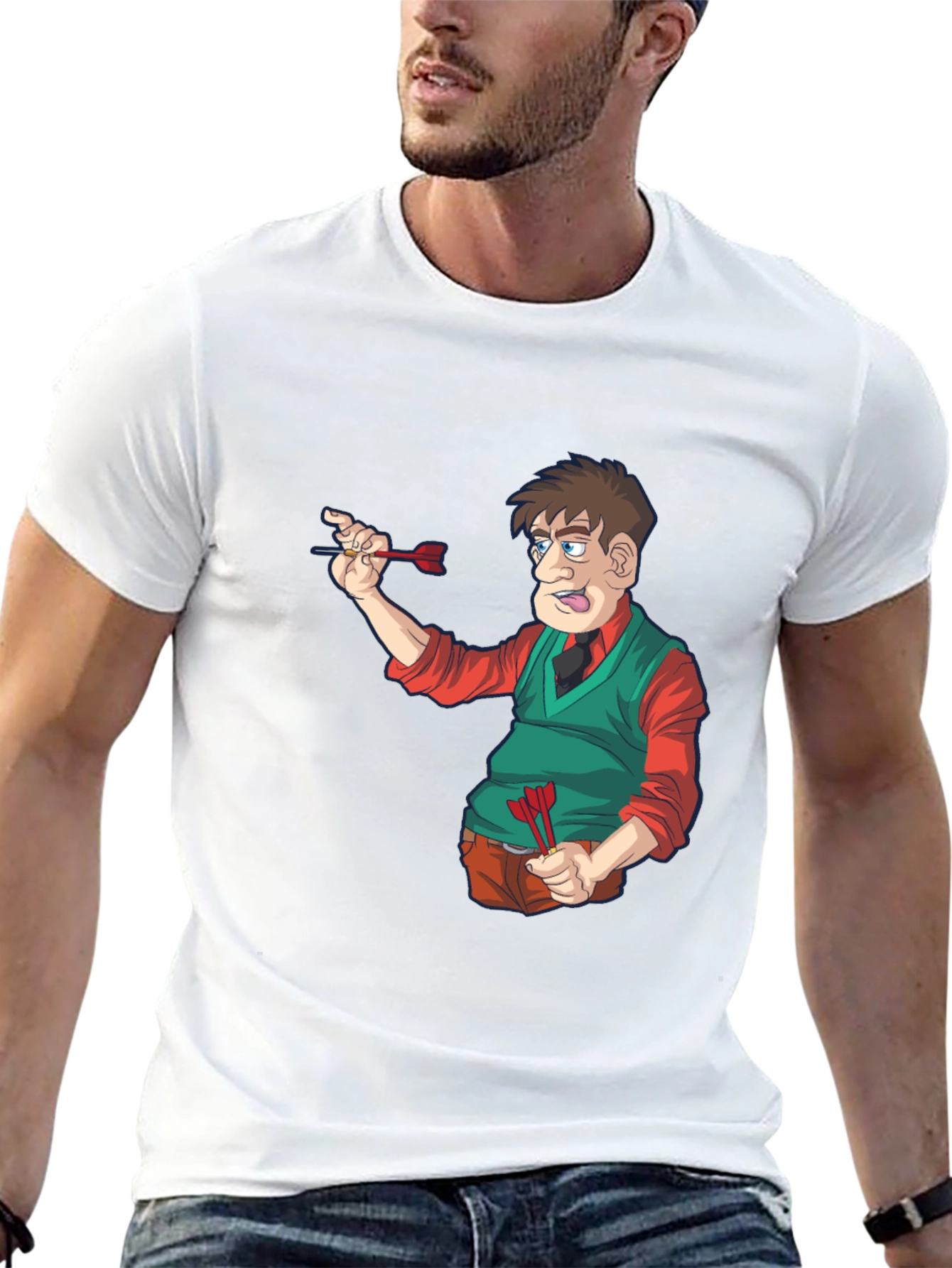 Darts Cartoon T-Shirt - Unique Graphic Tee