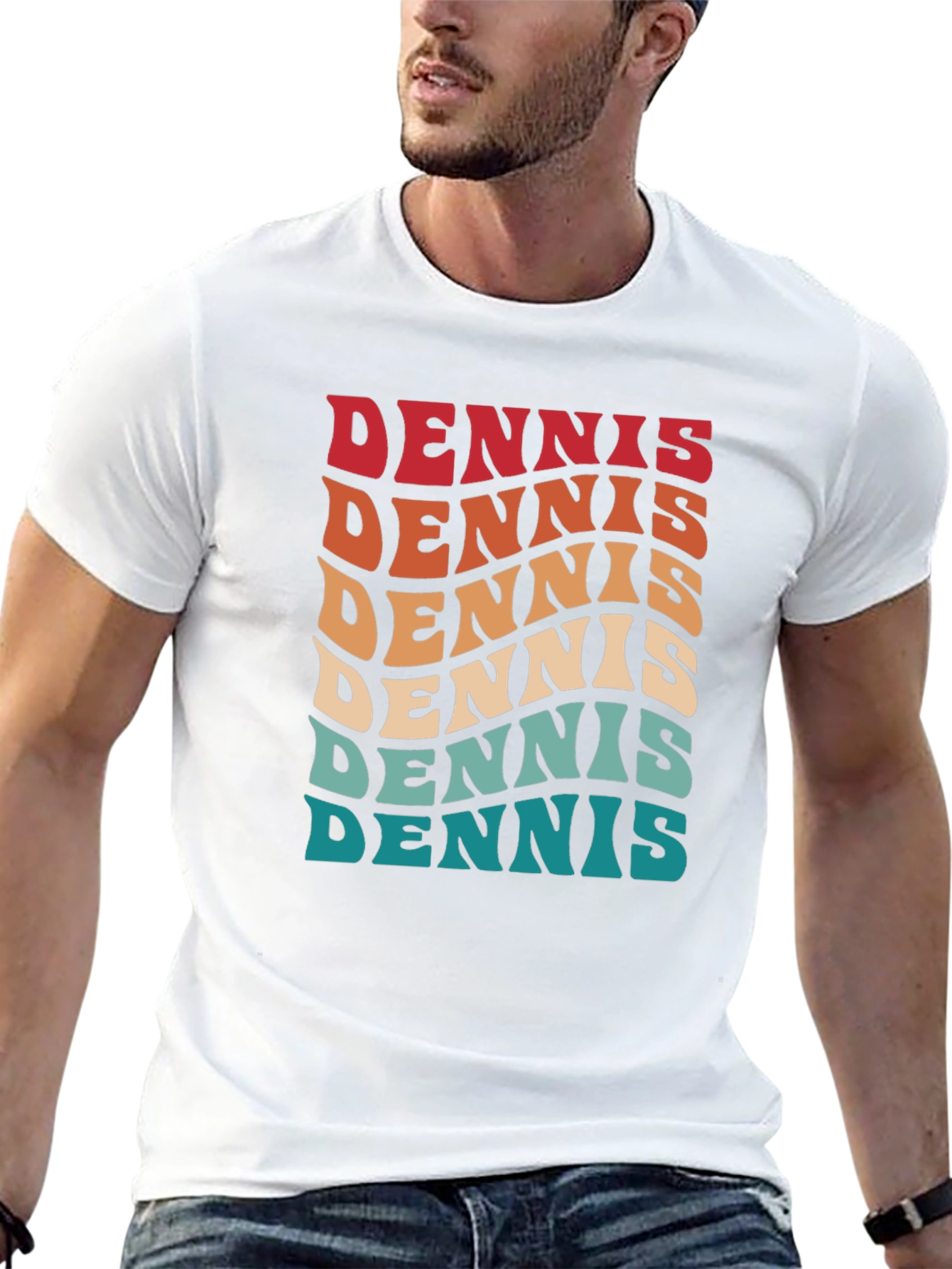 Retro Dennis Name Wave Black T-Shirt