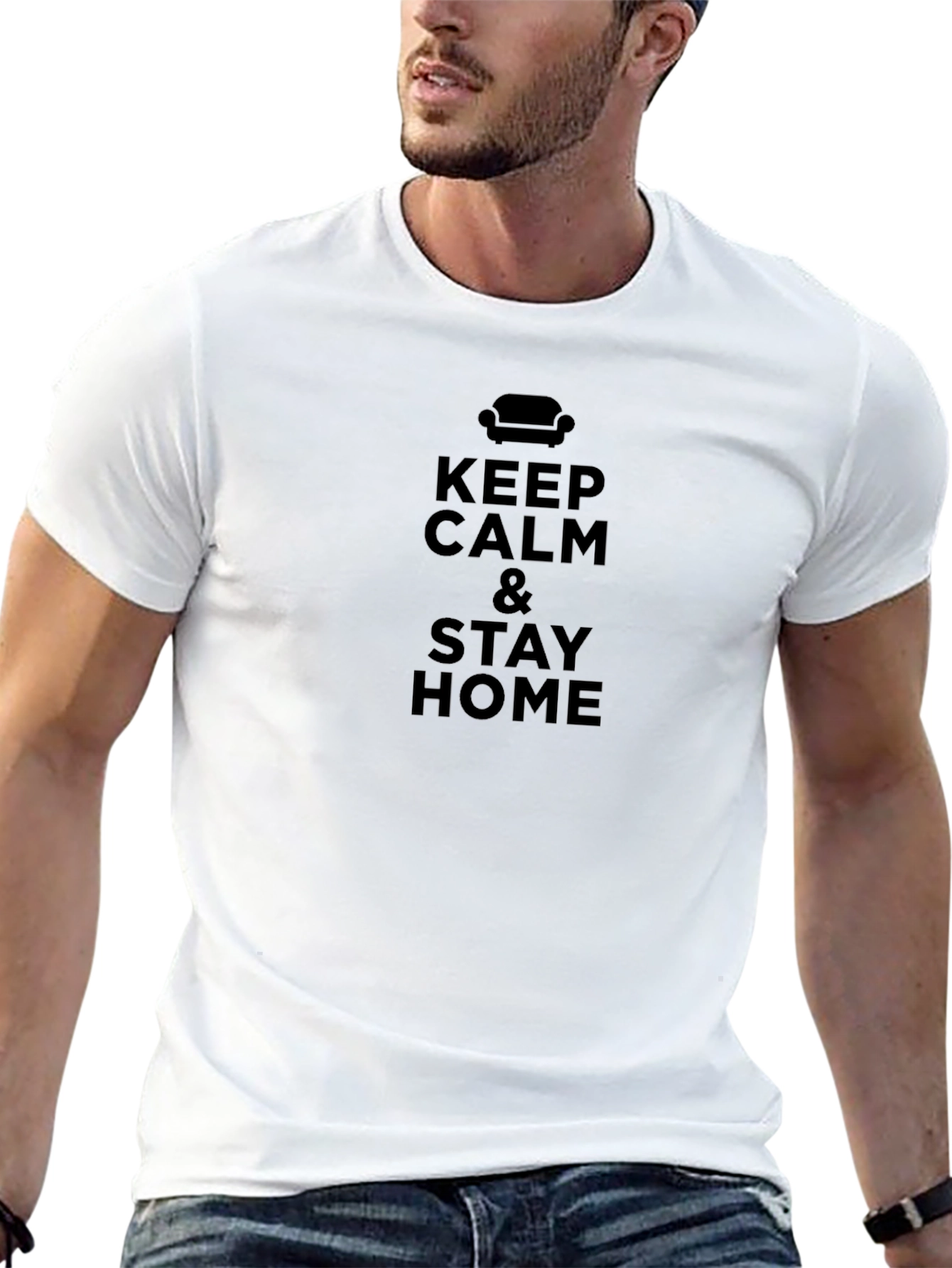 Keep Calm & Stay Home Black Graphic Tee