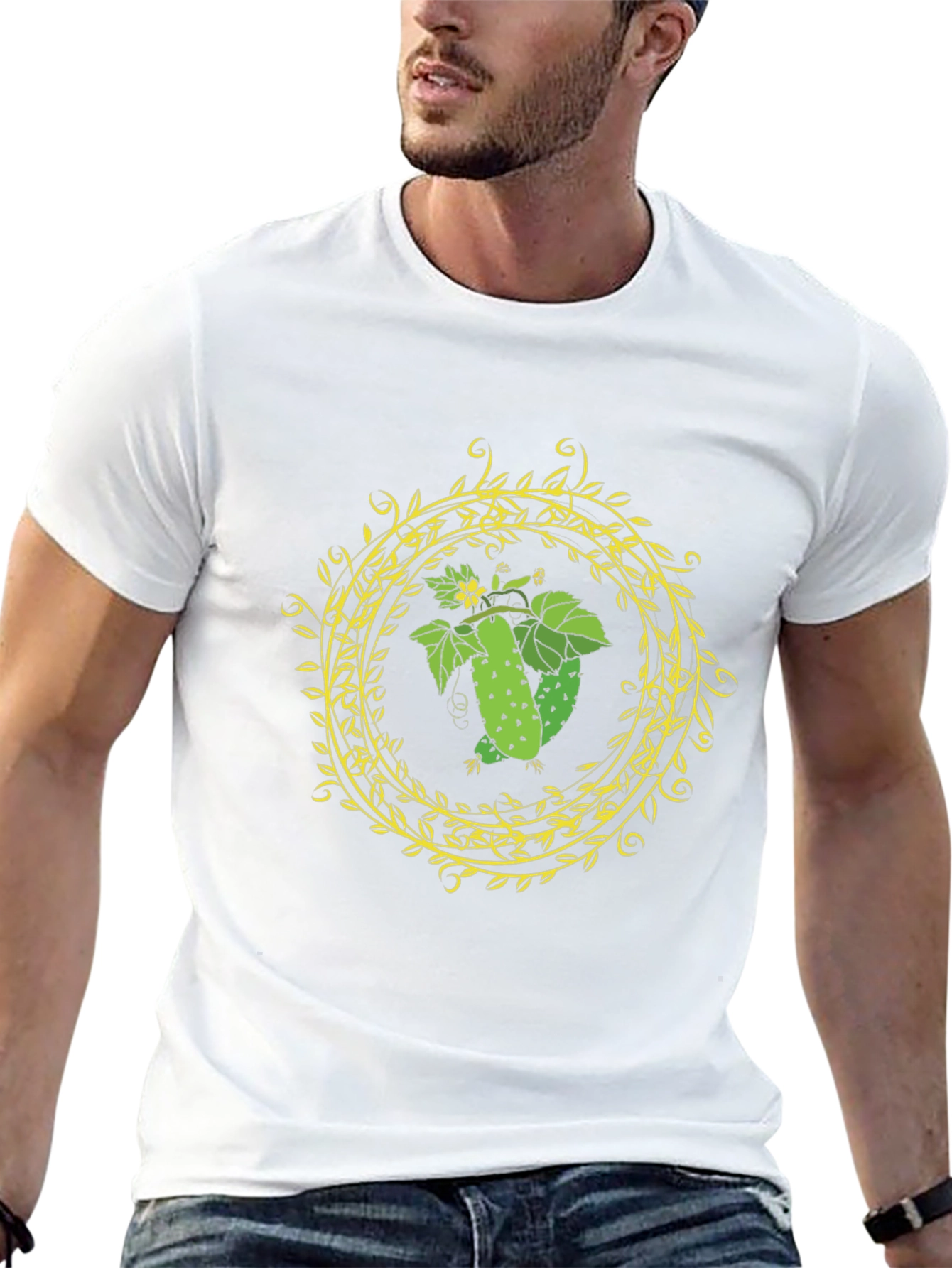 Cucumber Ring Graphic Tee - Black Cotton T-Shirt