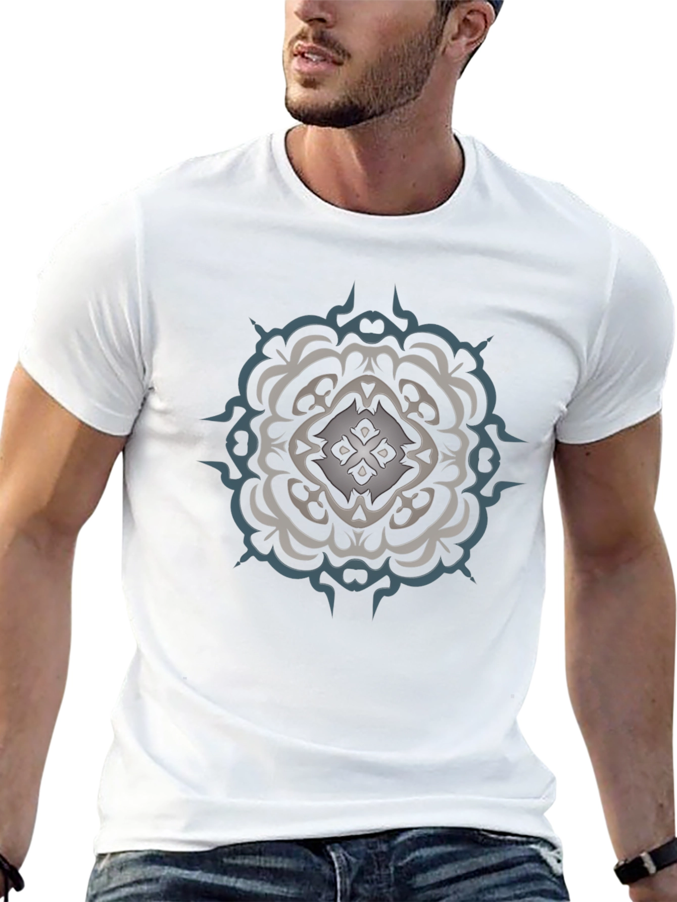 Abstract Mandala Graphic Black T-Shirt