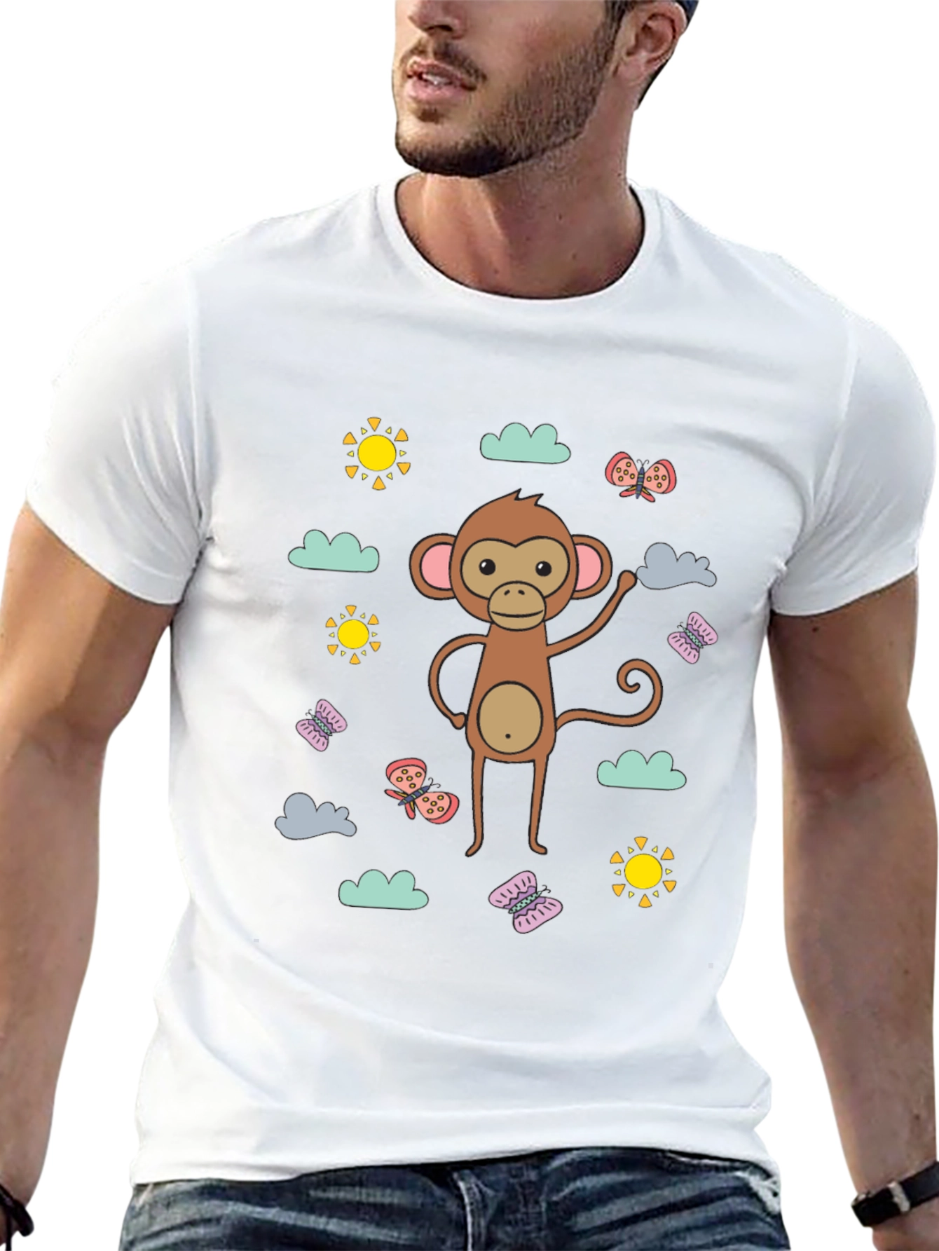 Fun Monkey Graphic Tee - Black Cotton Comfort