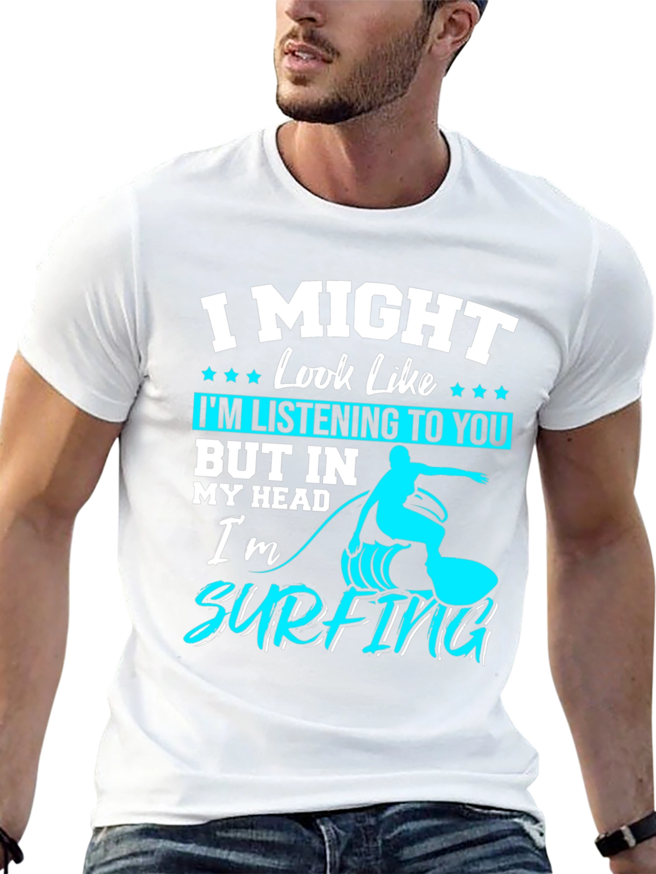 Surfing Head T-Shirt: Funny Mens Tee