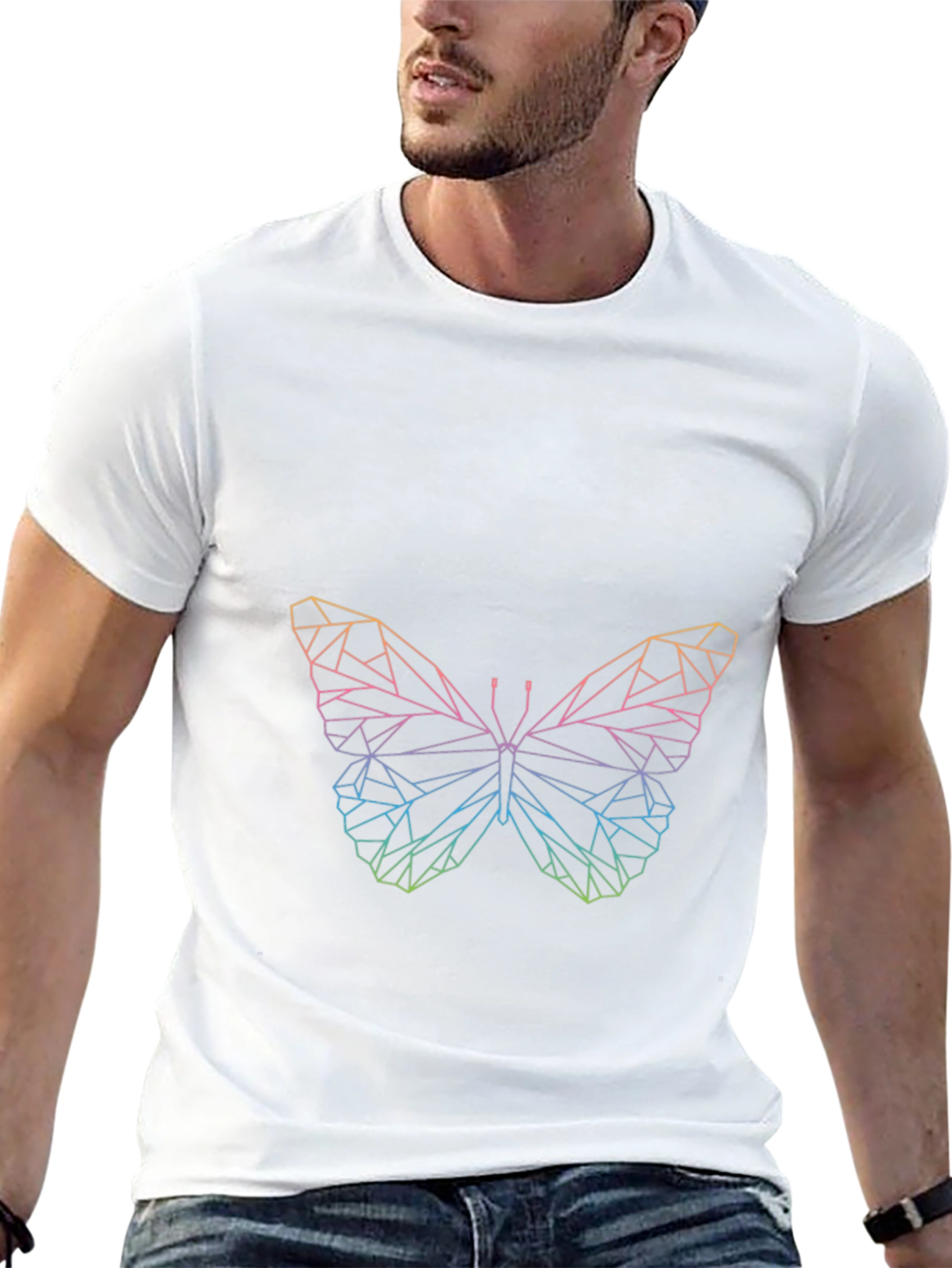 Geometric Butterfly Graphic Tee - Modern Style