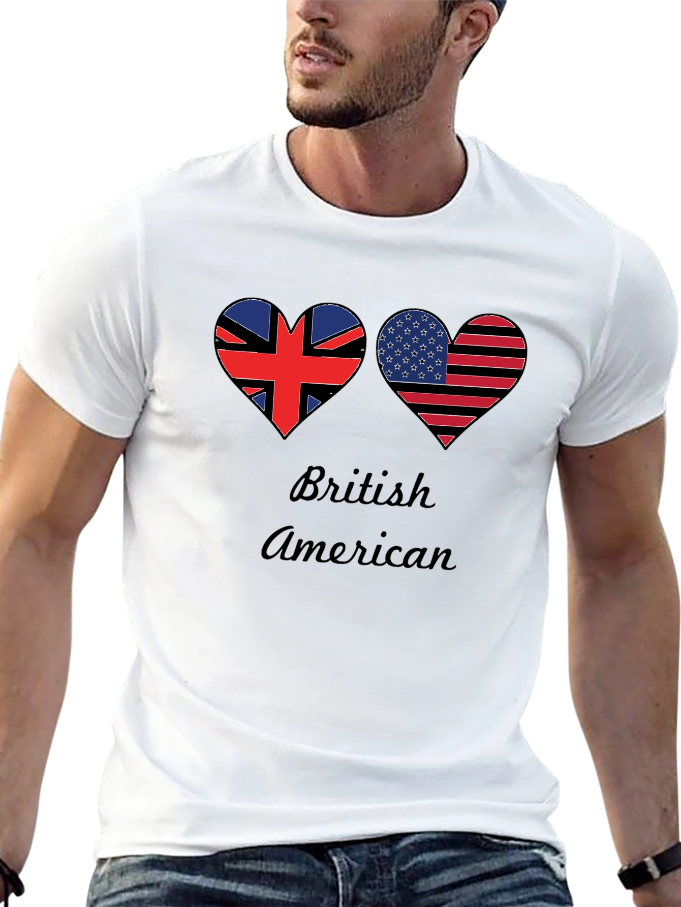 British American Flag Heart T-Shirt