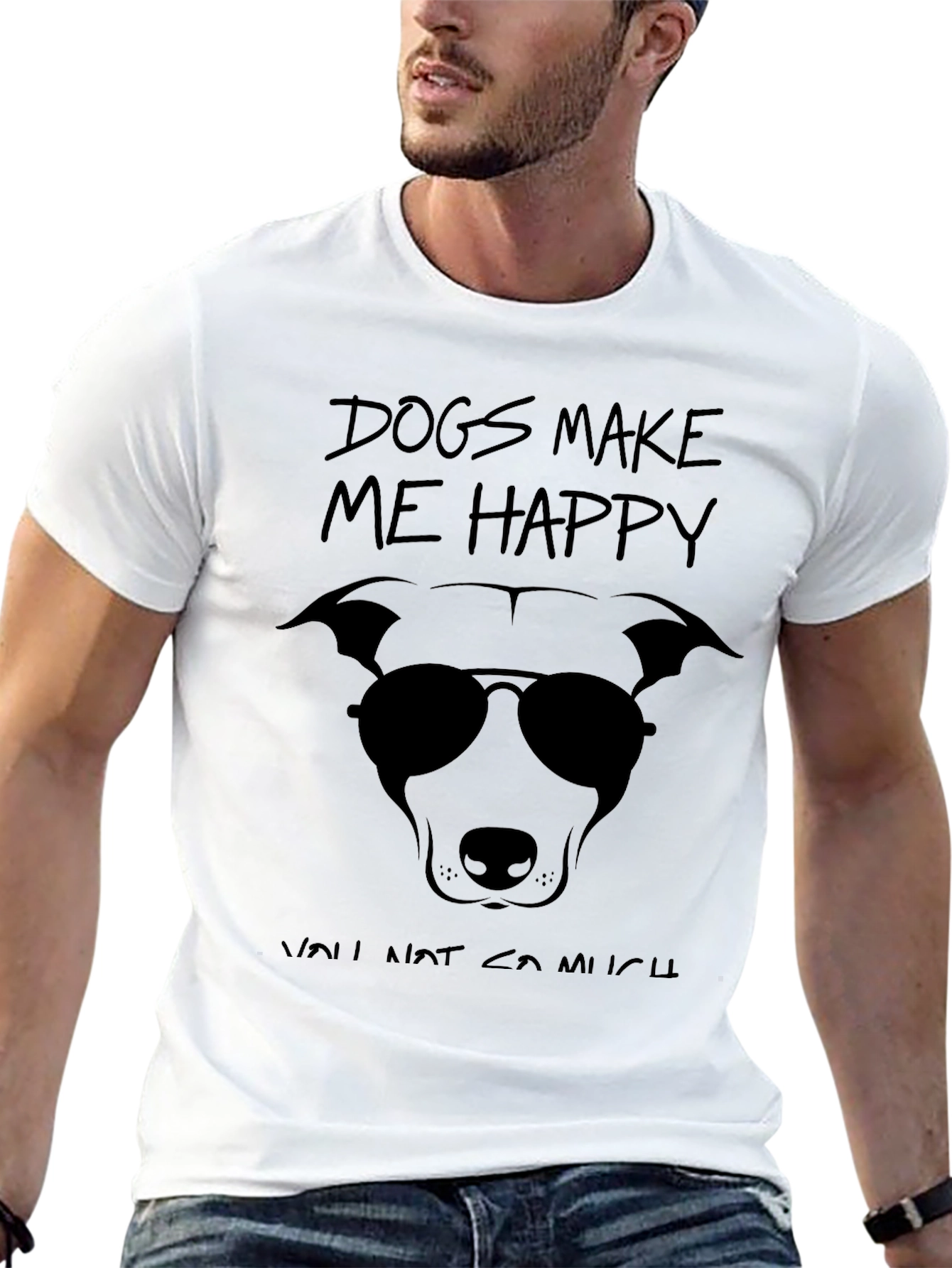 Dogs Make Me Happy T-Shirt - Unisex Black Tee