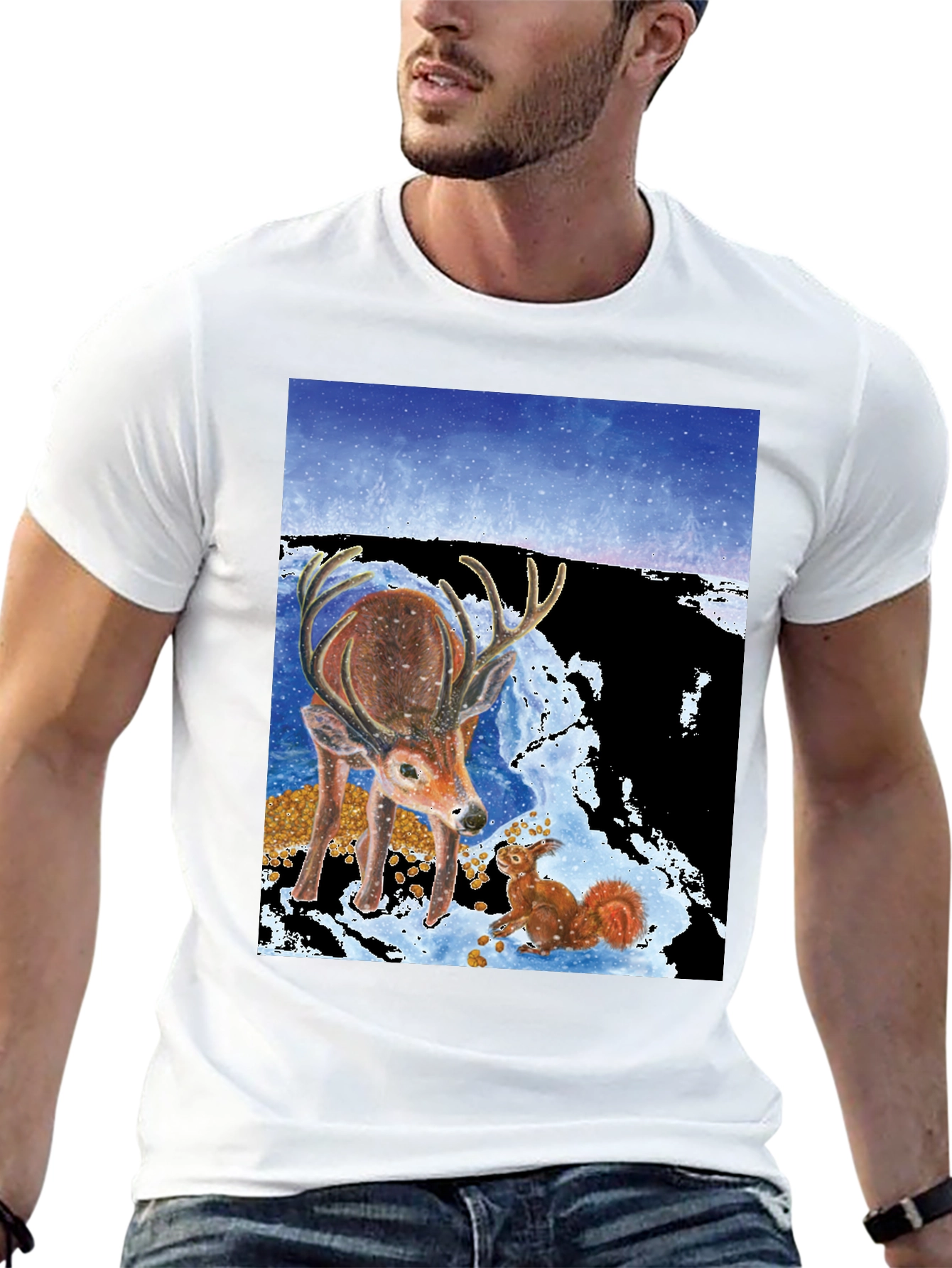 Winter Deer & Squirrel Graphic Tee