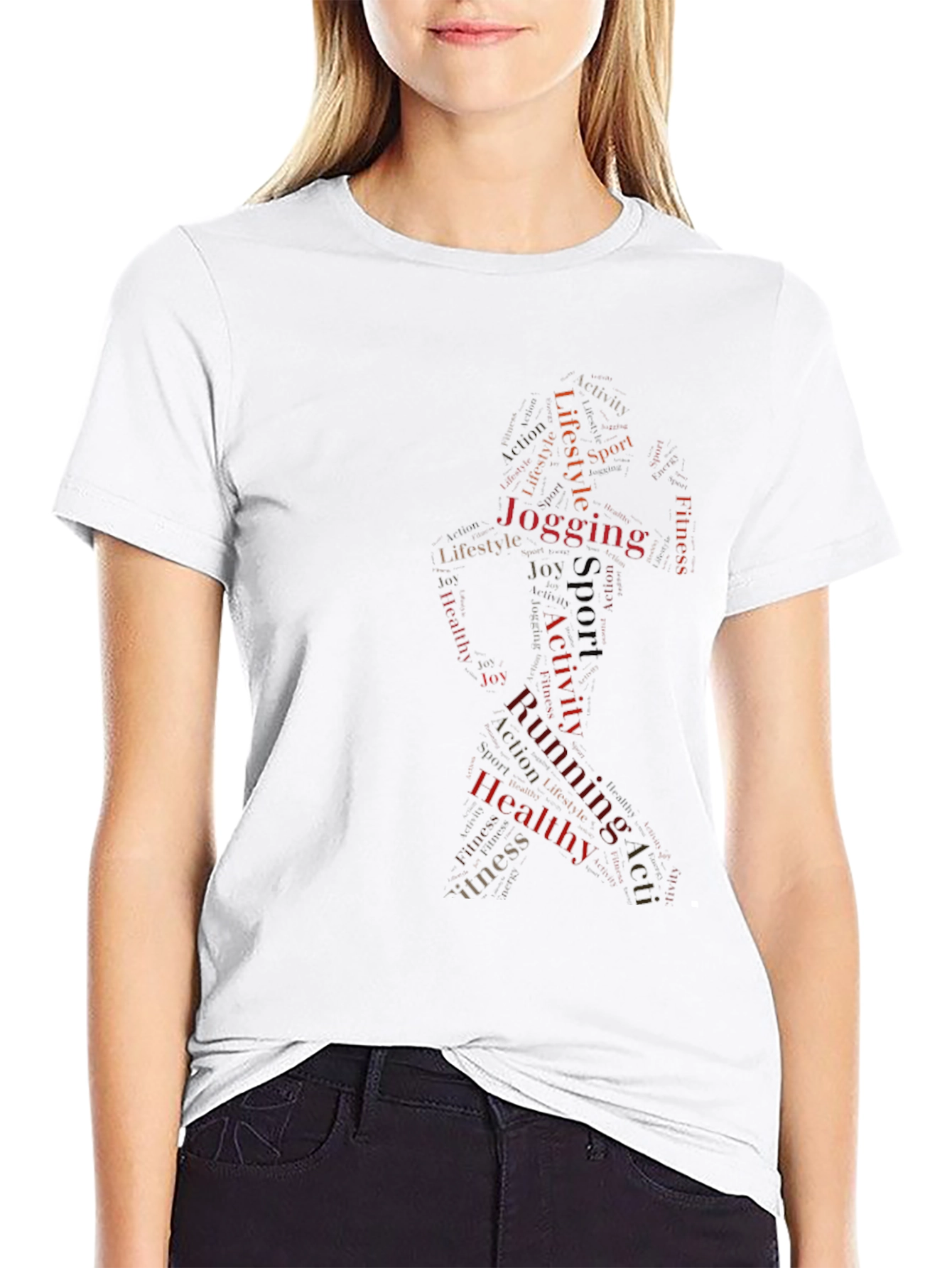 Word Art Jogging Graphic Tee - Black