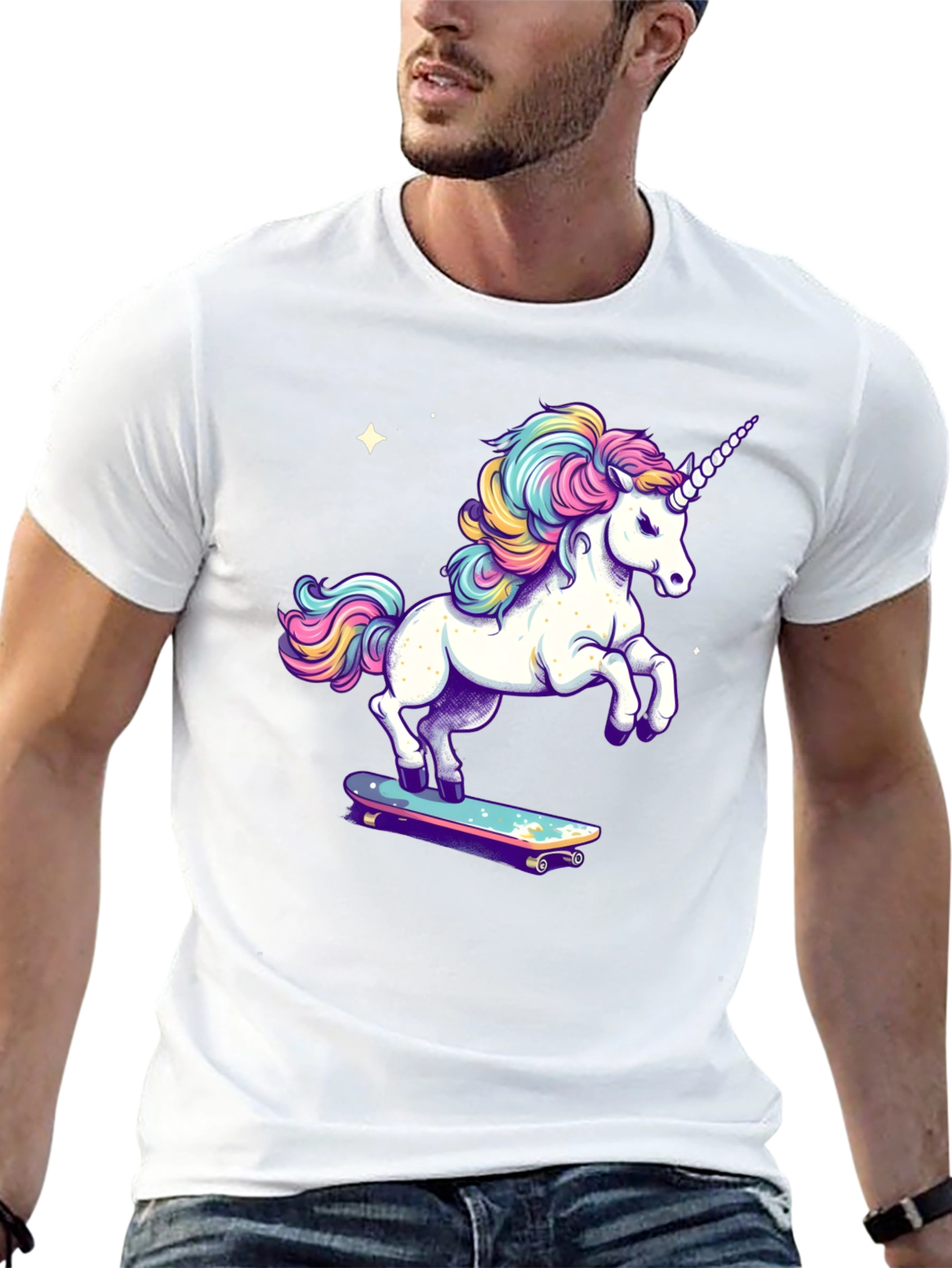 Unicorn Skateboard T-Shirt - Black