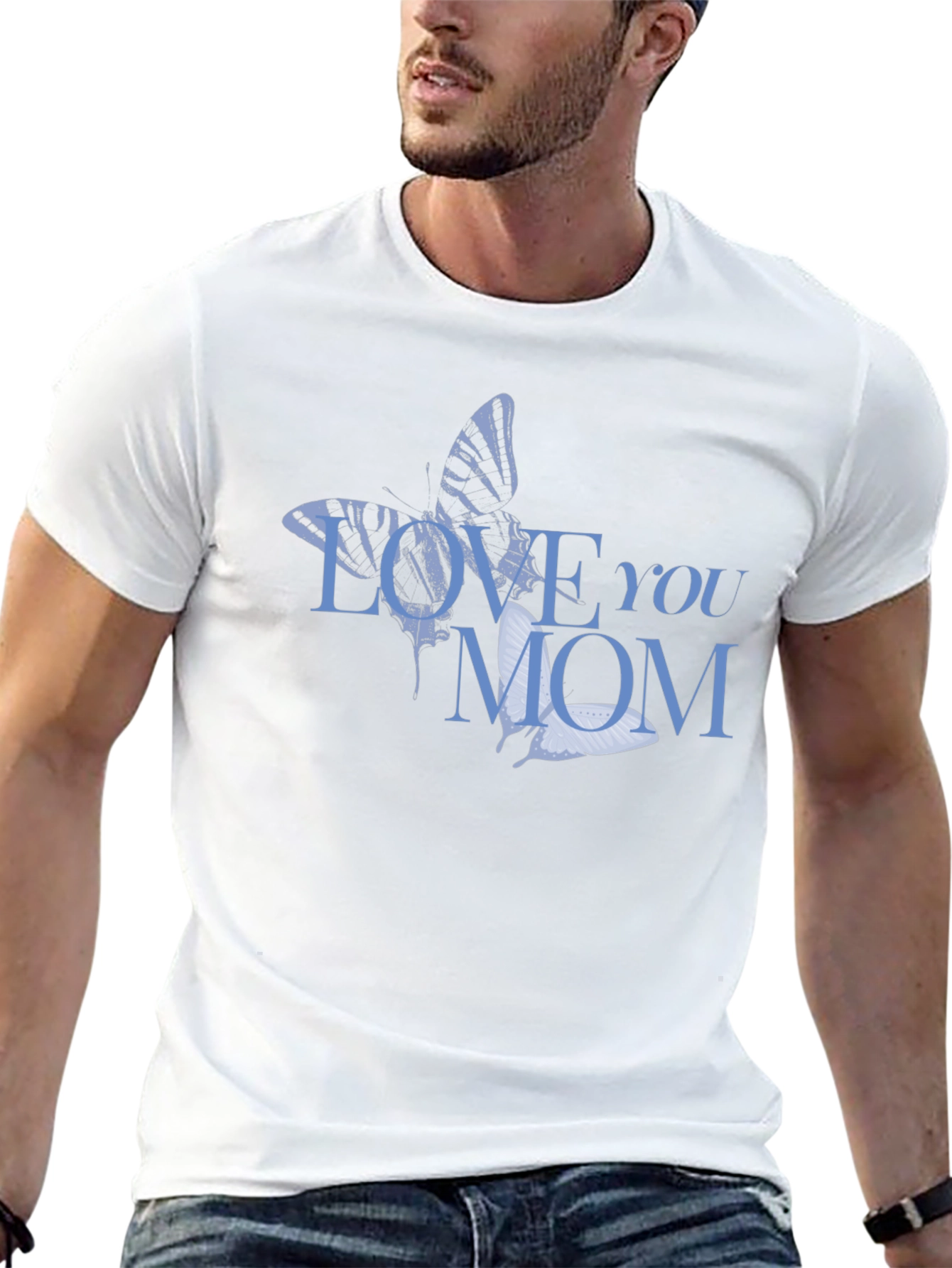Love You Mom Butterfly Graphic T-Shirt