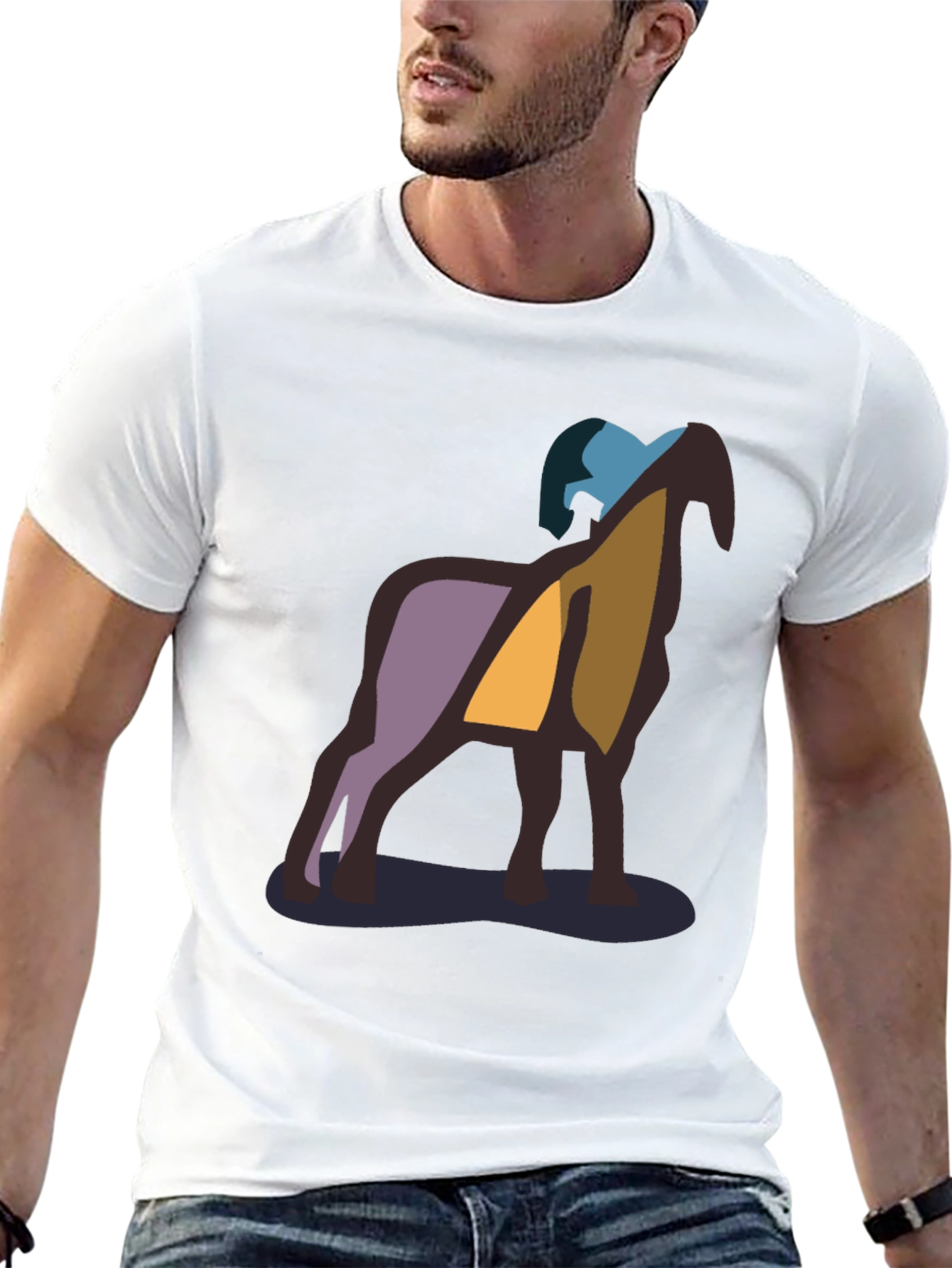 Abstract Ram Graphic Black T-Shirt