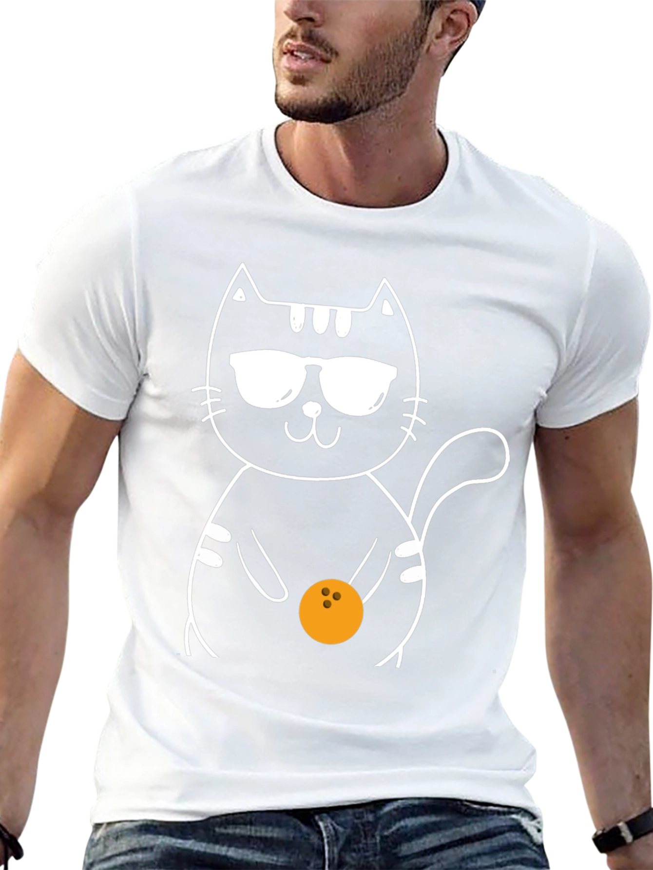 Cool Cat Bowling T-Shirt - Black Graphic Tee