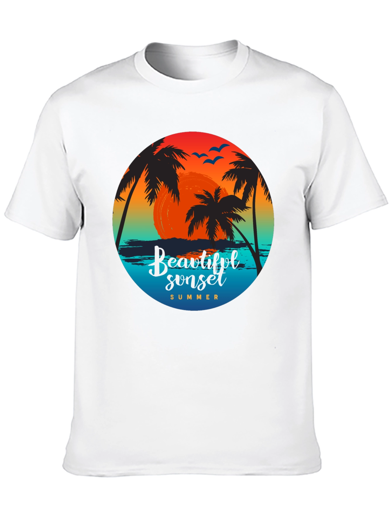 Beautiful Sunset Palm Tree Graphic T-Shirt