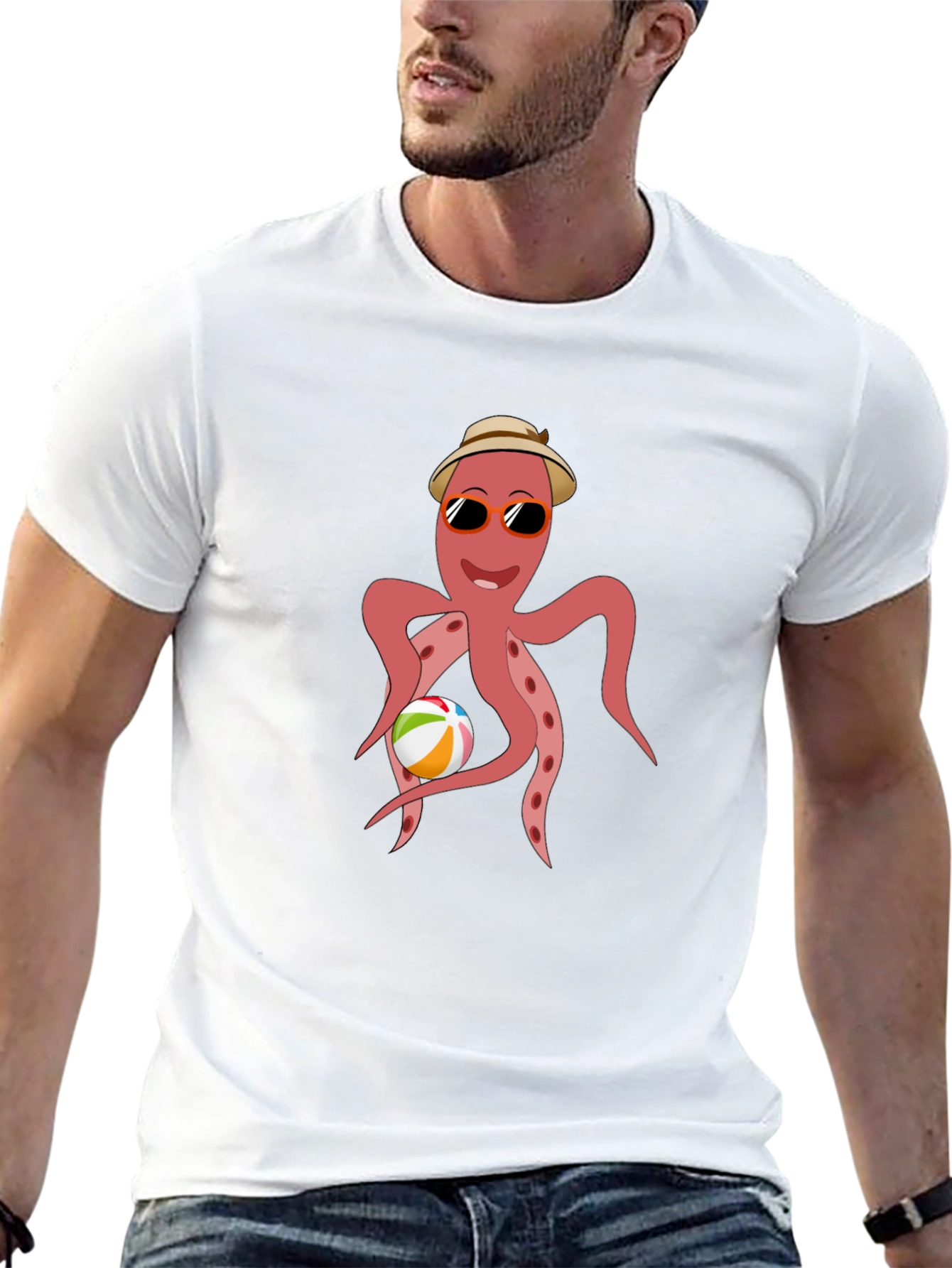 Cool Octopus Graphic Tee - Summer Beach Vibes