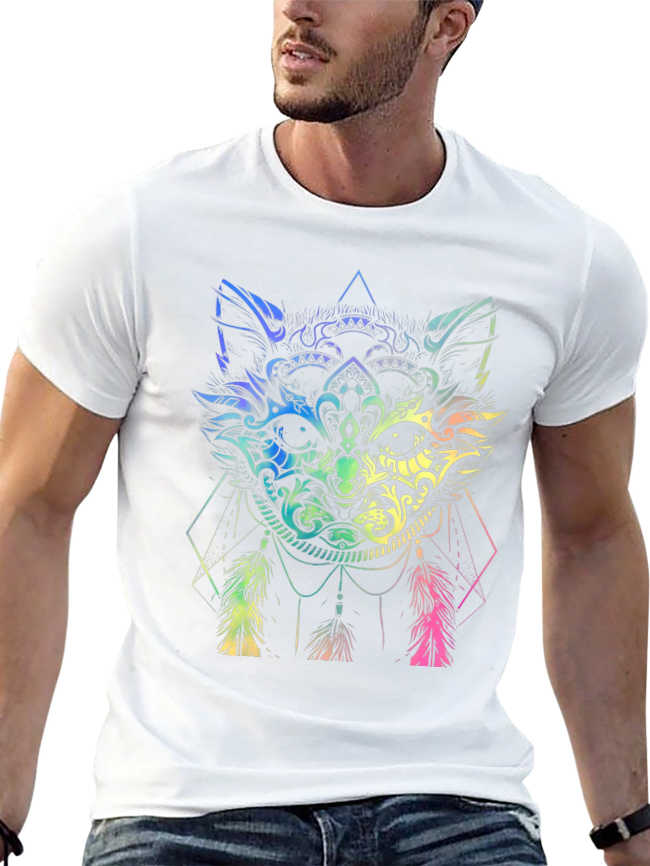 Rainbow Cat Dreamcatcher Graphic T-Shirt
