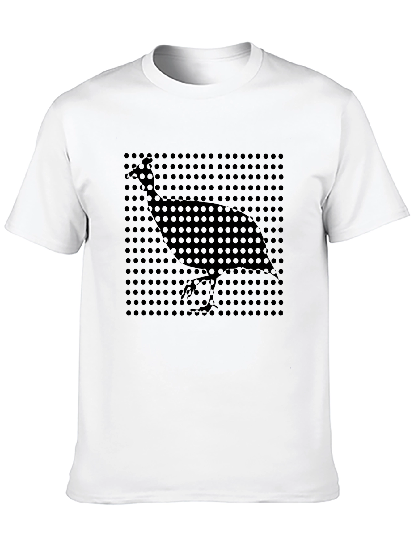 Stylish Black Graphic Tee - Guinea Fowl Design