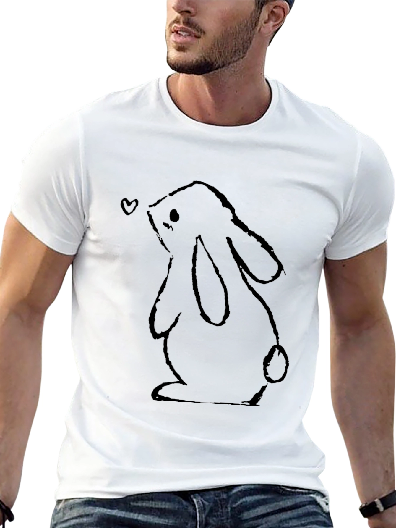 Cute Bunny Graphic Black T-Shirt