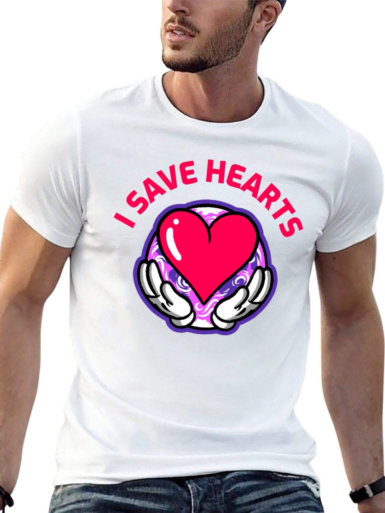 I Save Hearts Cartoon Graphic Tee