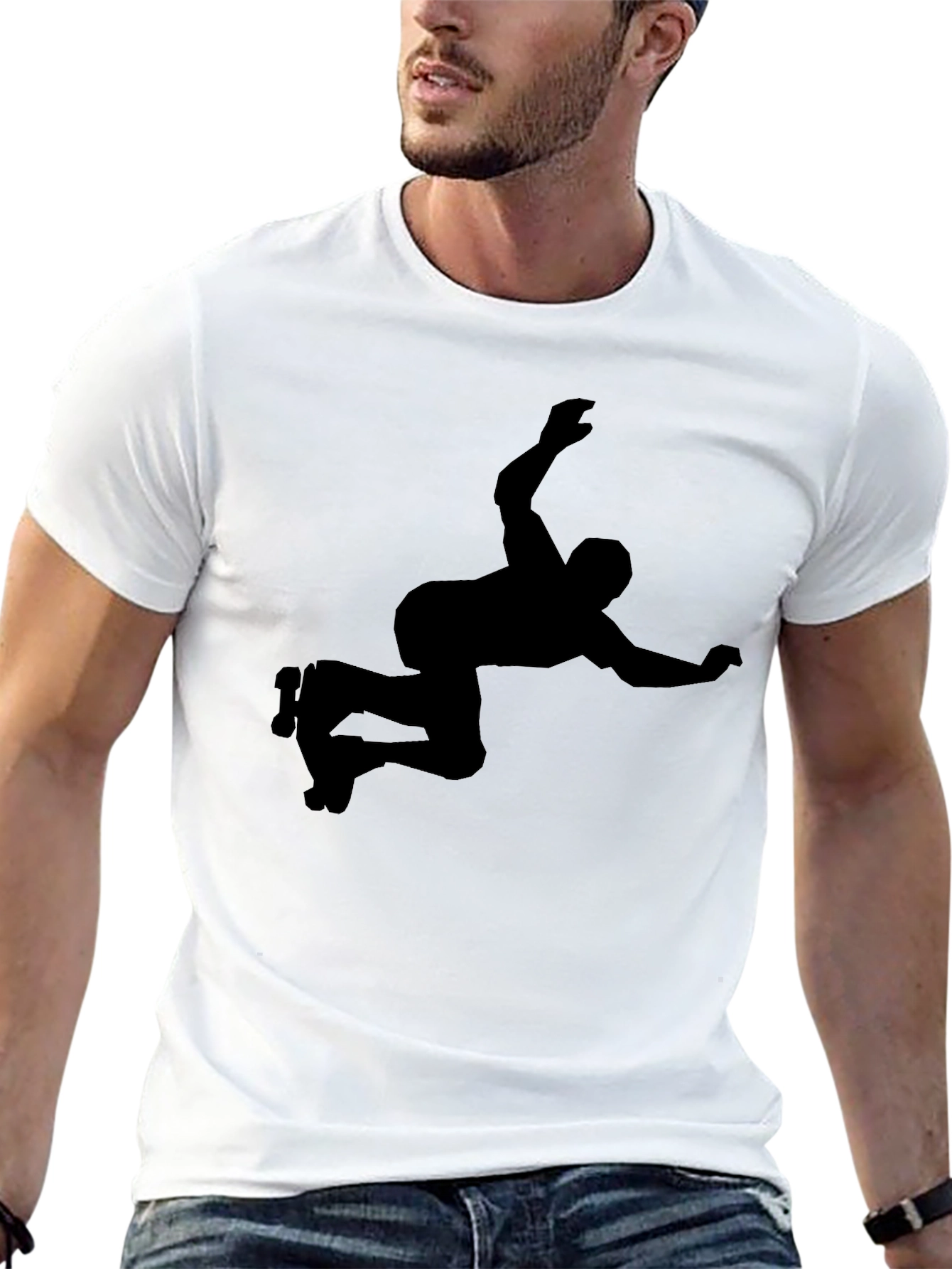 Black Roller Skater Silhouette Graphic Tee