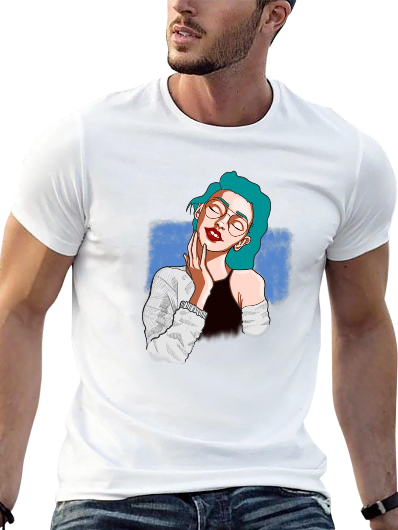 Stylish Black T-Shirt with Woman Graphic