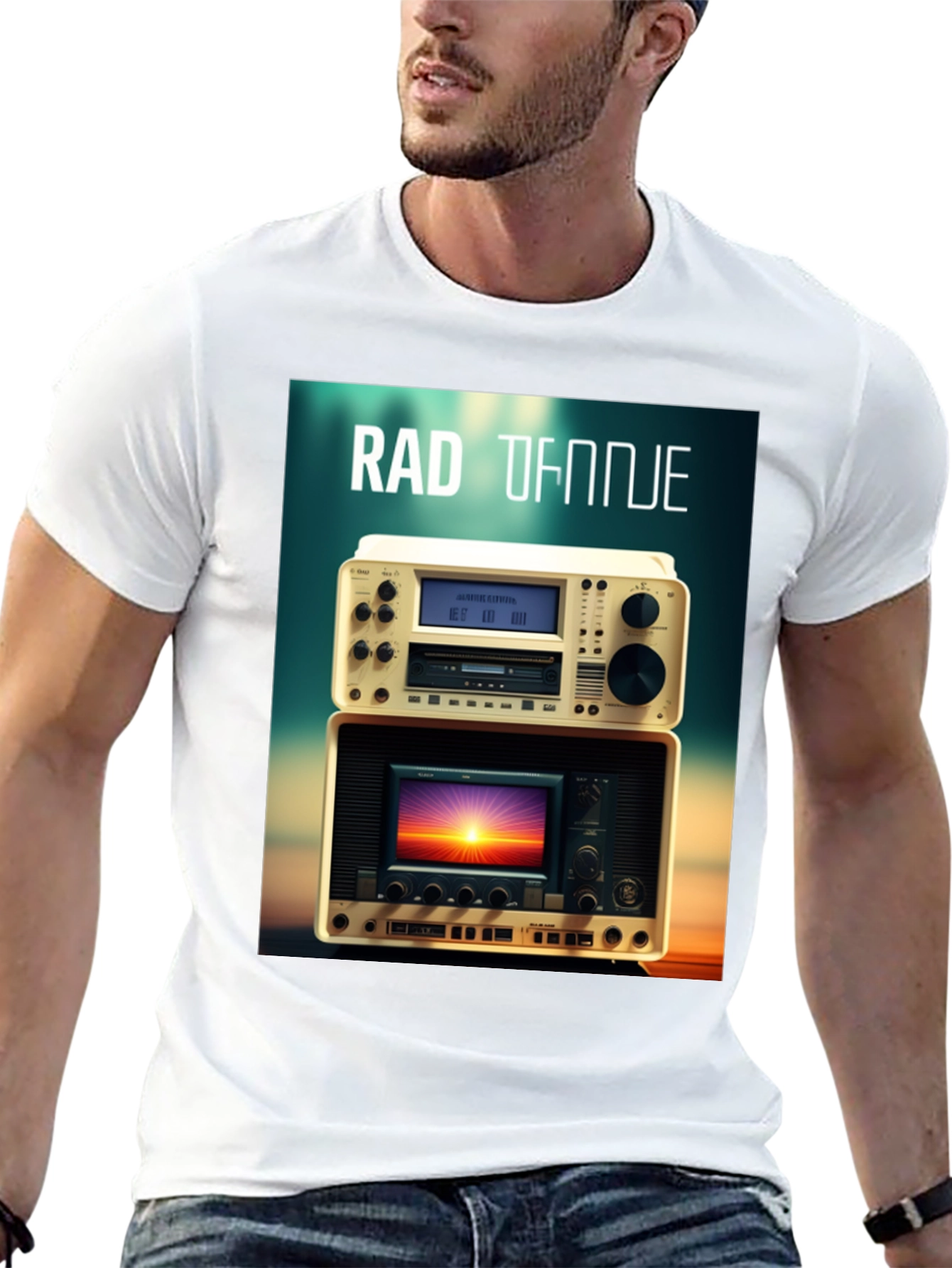 Retro Radio and Sunset T-Shirt