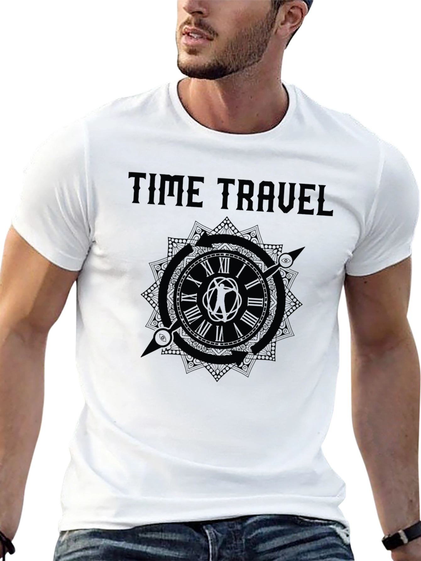 Time Travel Graphic Black T-Shirt