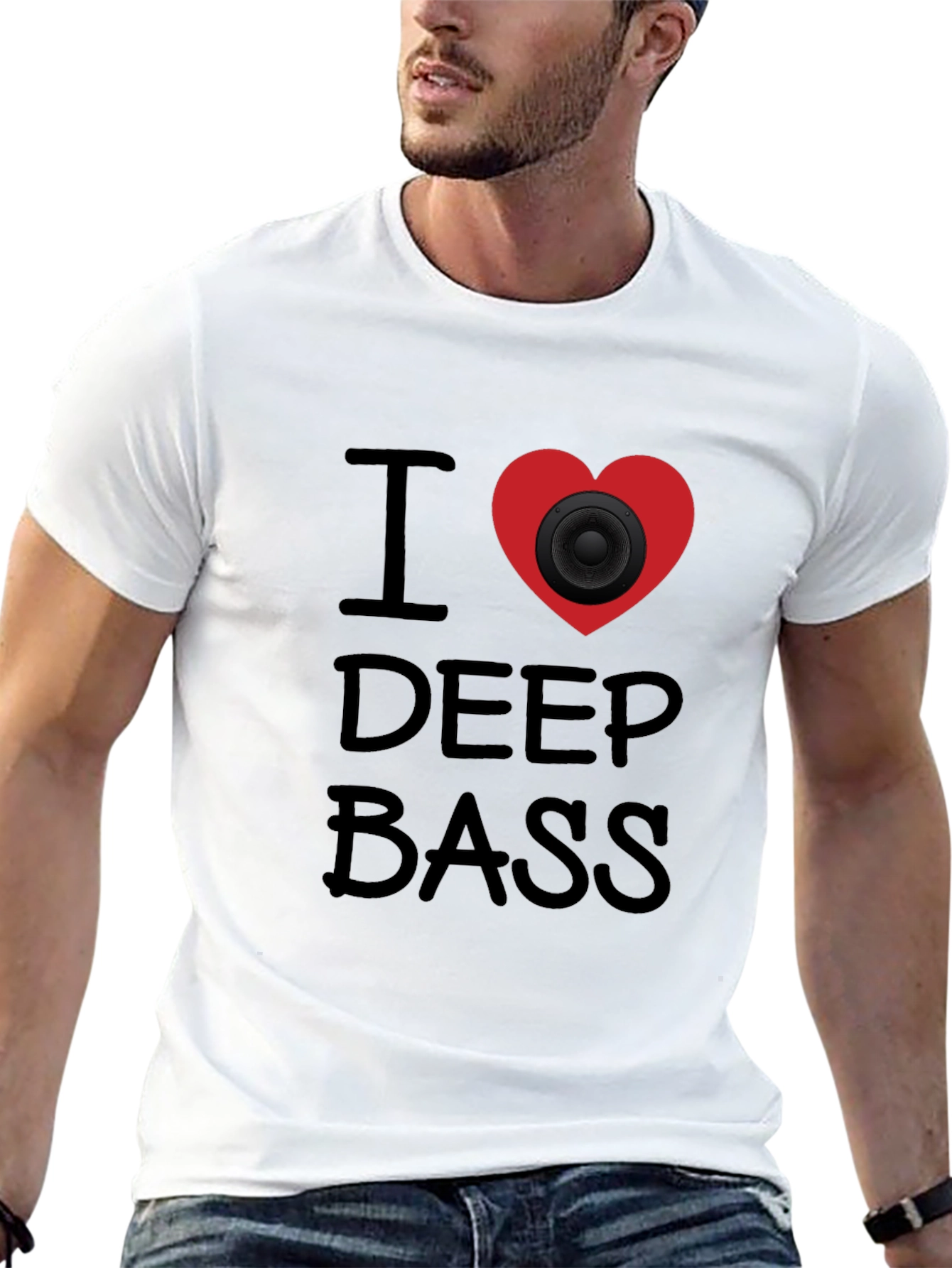 I Love Deep Bass Black Graphic Tee