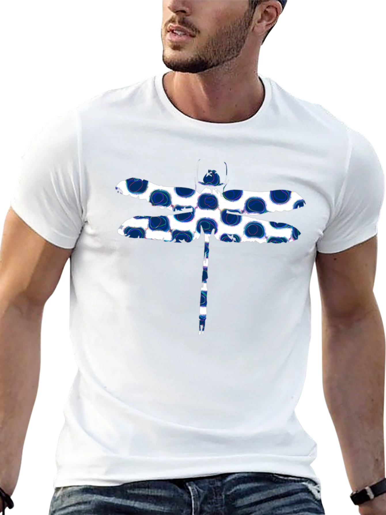 Dragonfly Print T-Shirt - Stylish Black Tee