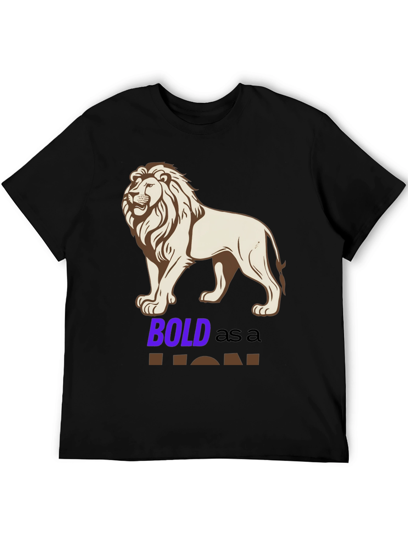 Bold Lion Graphic Tee - Black Cotton Blend Shirt
