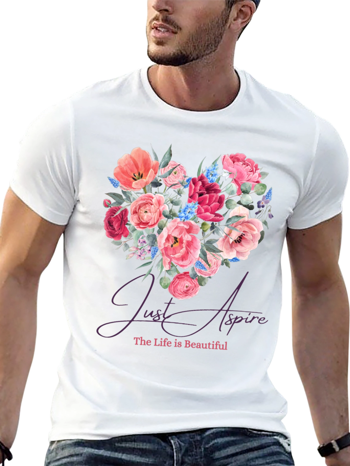 Floral Heart Tee - Just Aspire Graphic T-Shirt