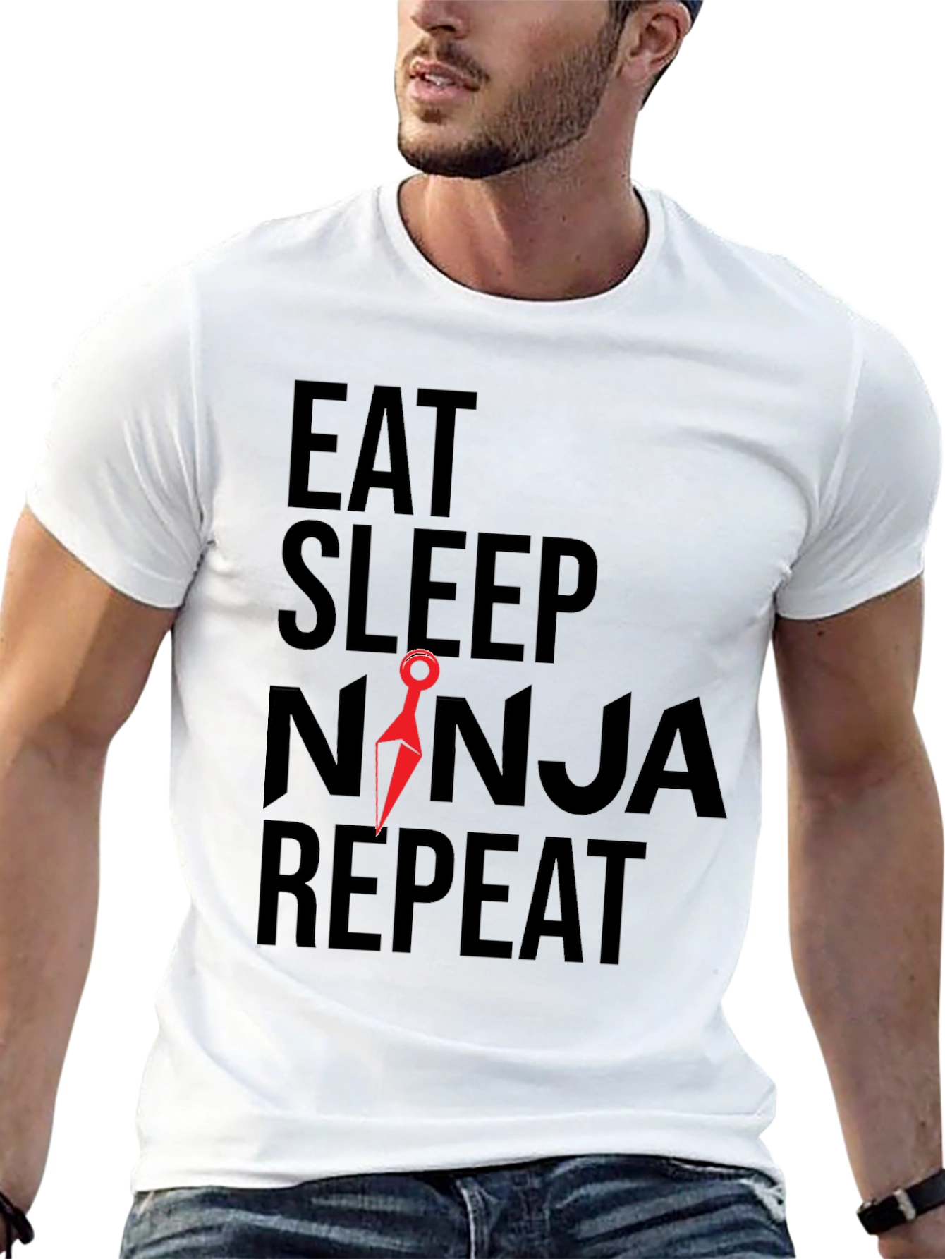 Eat Sleep Ninja Repeat Graphic Tee - Black
