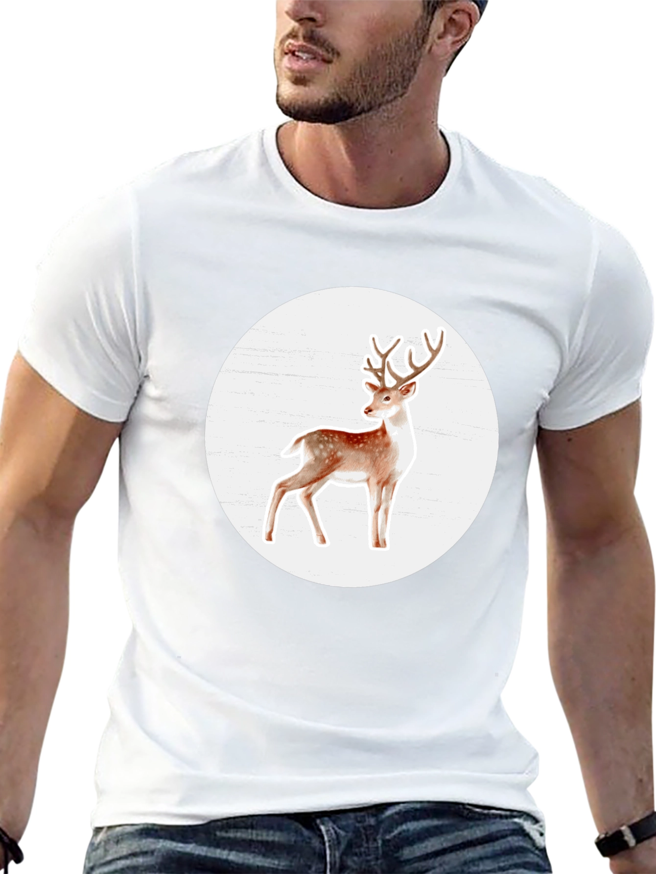 Deer Graphic Tee - Stylish Mens Black T-Shirt