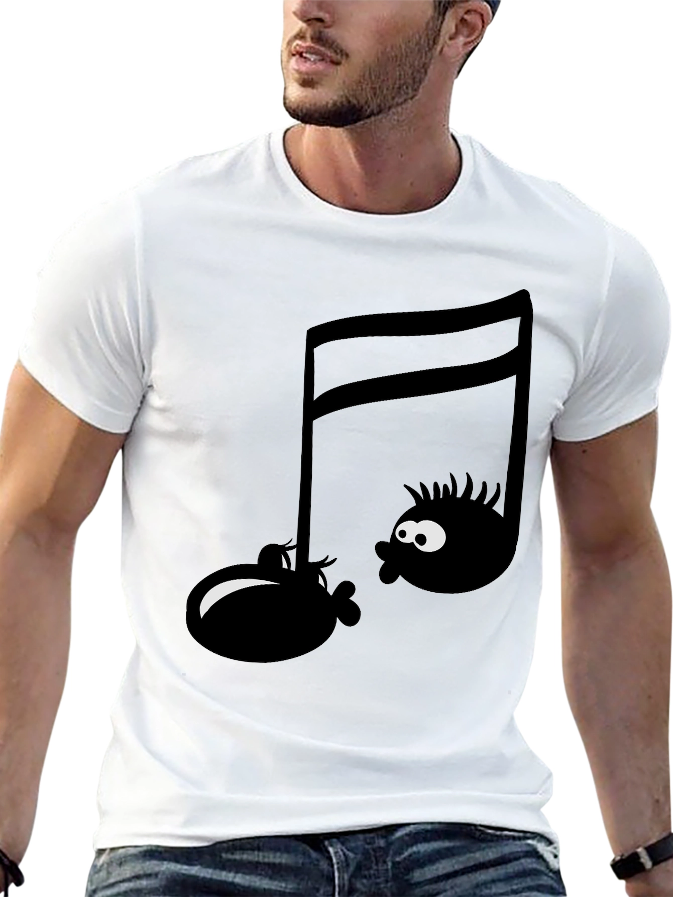 Musical Note Graphic Tee - Funny Cartoon T-Shirt