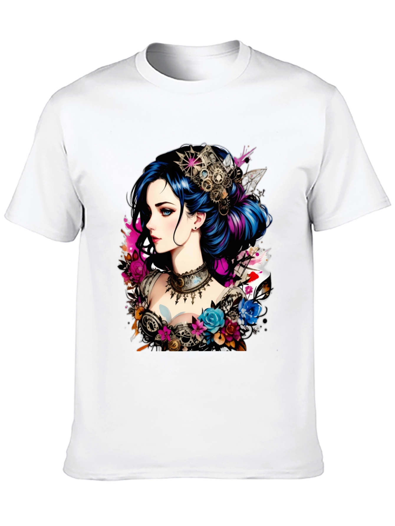 Steampunk Girl Graphic Black T-Shirt