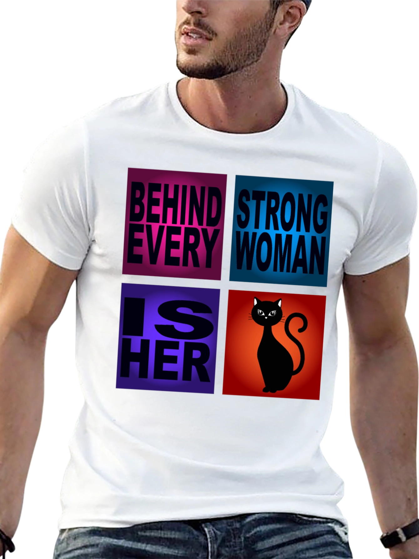 Behind Every Strong Woman Cat T-Shirt
