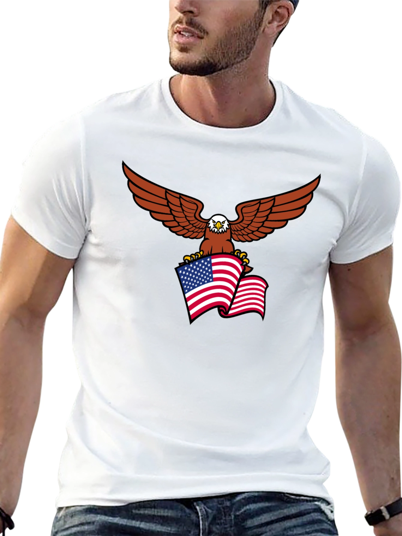 Eagle & US Flag Graphic Tee - Patriotic Style
