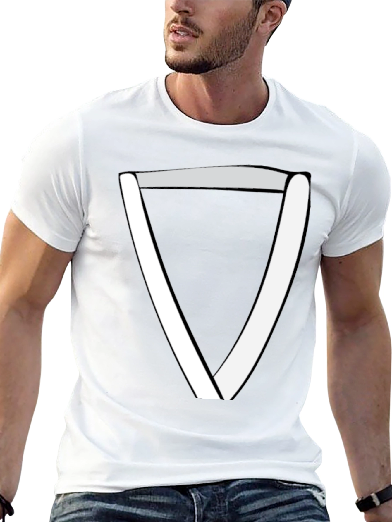 Minimalist White Triangle Graphic Black Tee