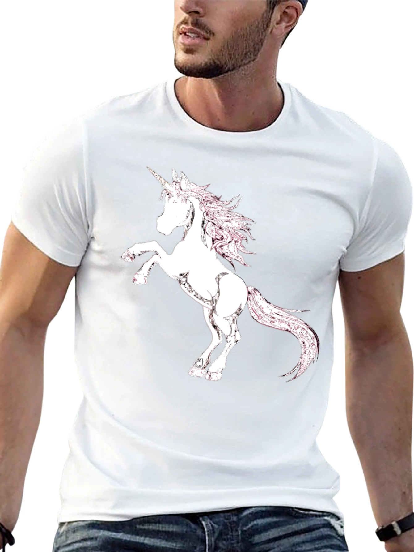 Unicorn Graphic Print Black T-Shirt