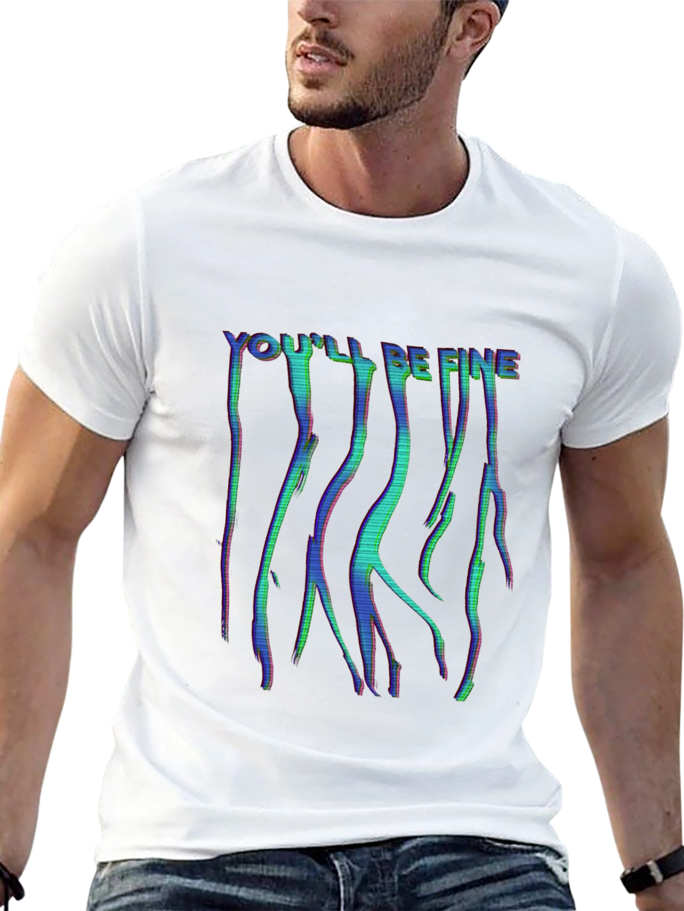 Youll Be Fine Glitch Style Black T-Shirt