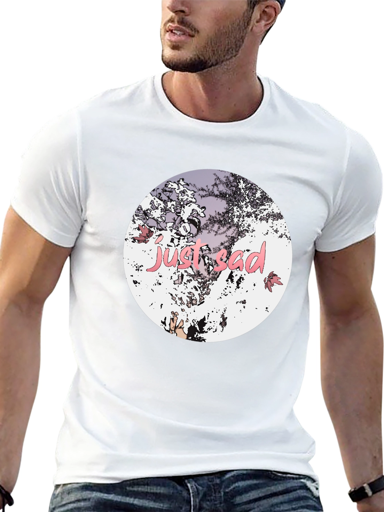 Just Sad Graphic Tee - Stylish Black Casual T-Shirt