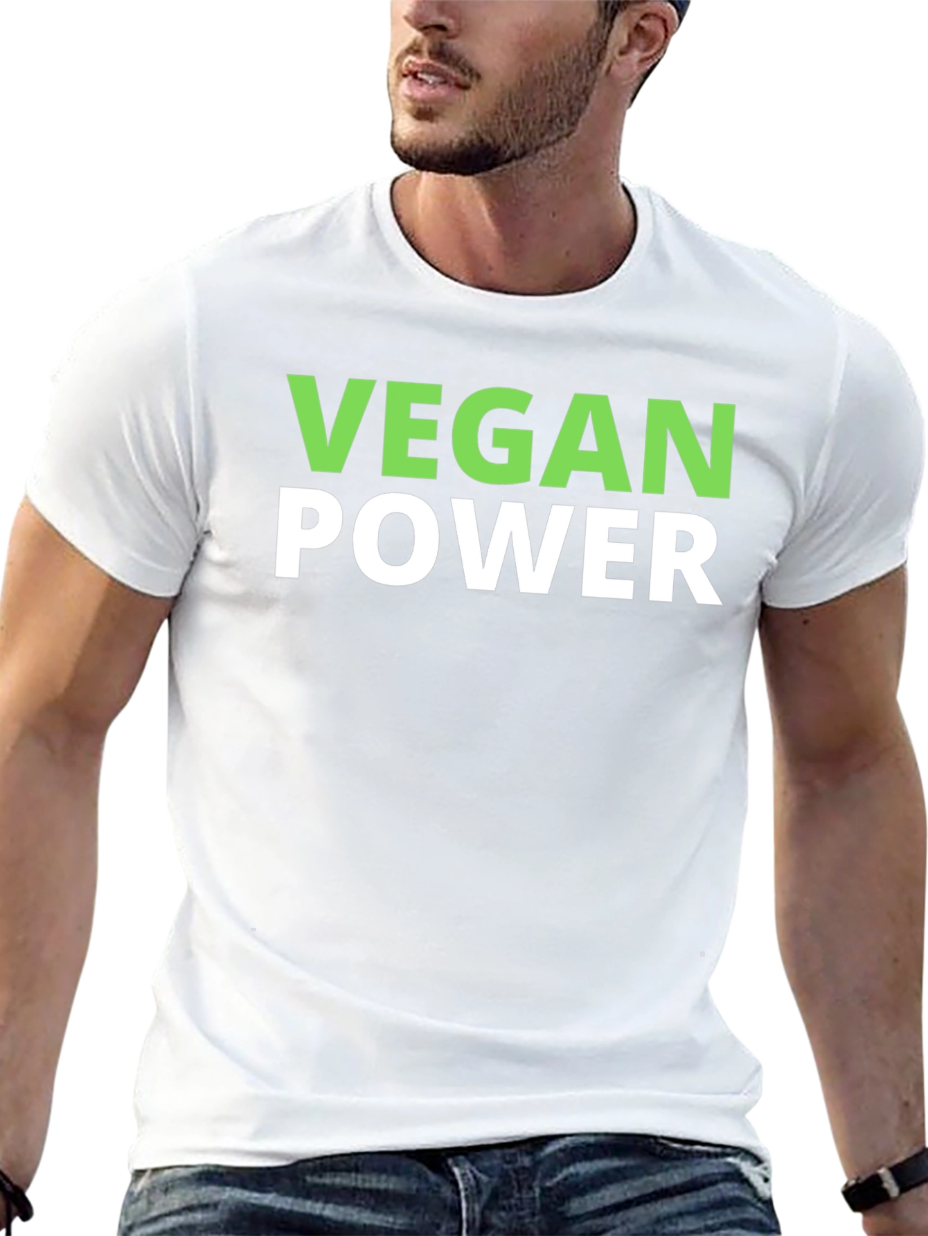 Vegan Power T-Shirt - Black Crew Neck Tee