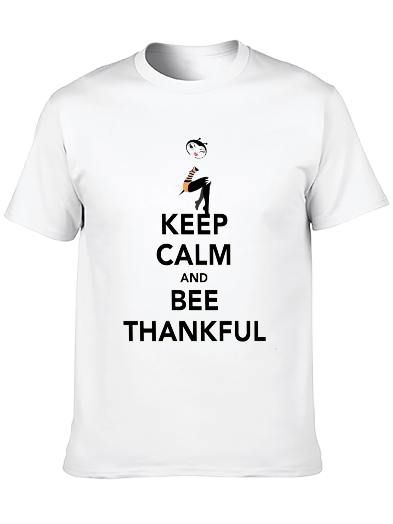 Keep Calm and Bee Thankful Black T-Shirt
