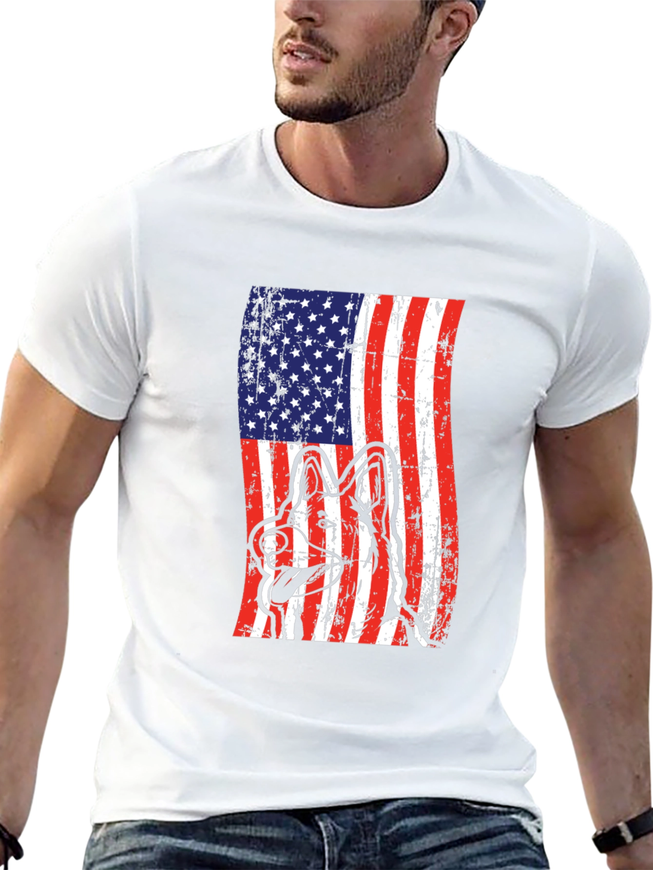 American Flag Dog Graphic Tee