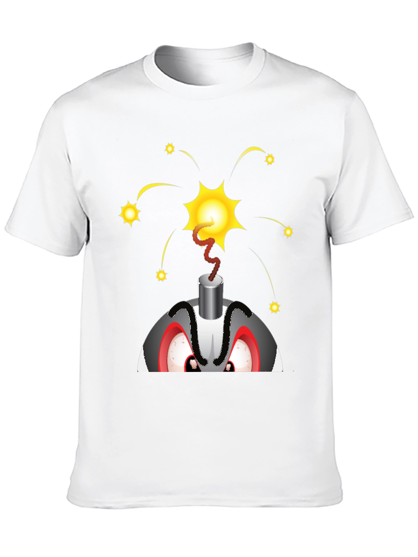 Explosive Cartoon Bomb Graphic Tee - Black Cotton Shirt