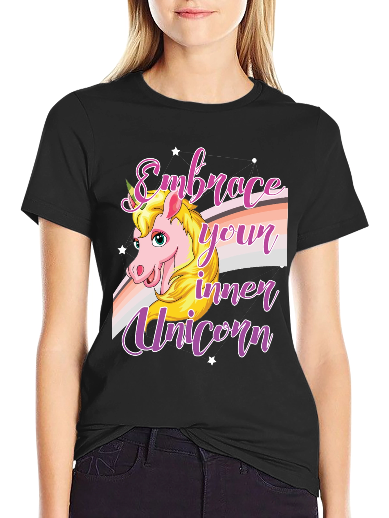 Embrace Your Inner Unicorn Black T-Shirt